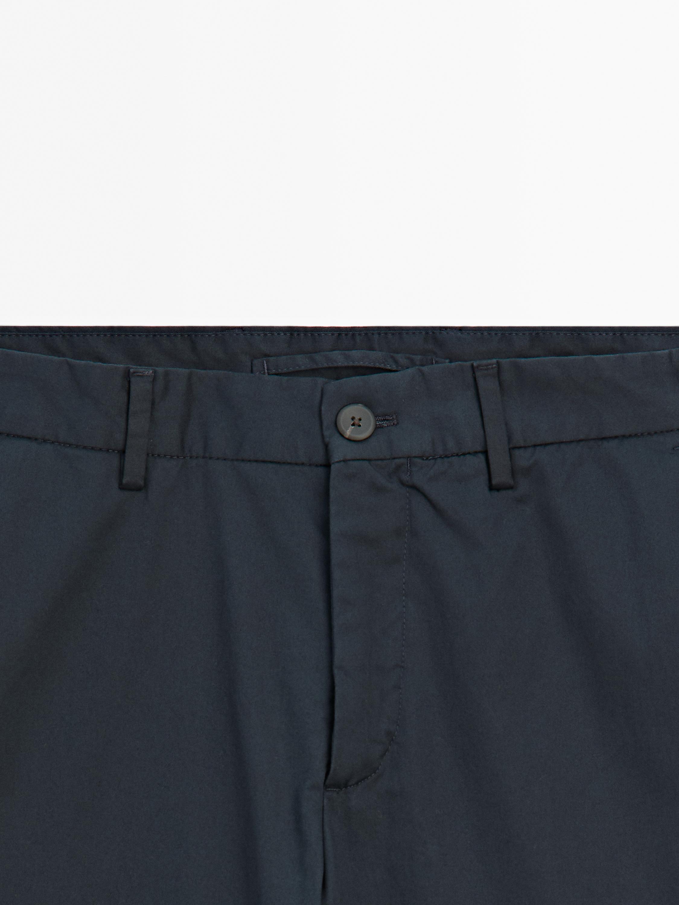 Cotton blend slim fit trousers