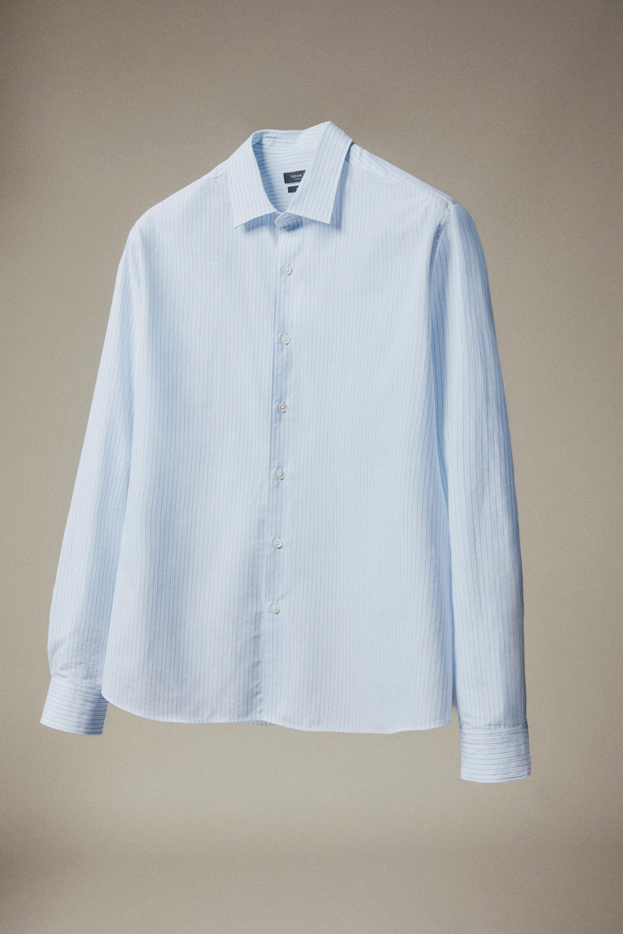 100% cotton regular fit striped shirt — SKY BLUE