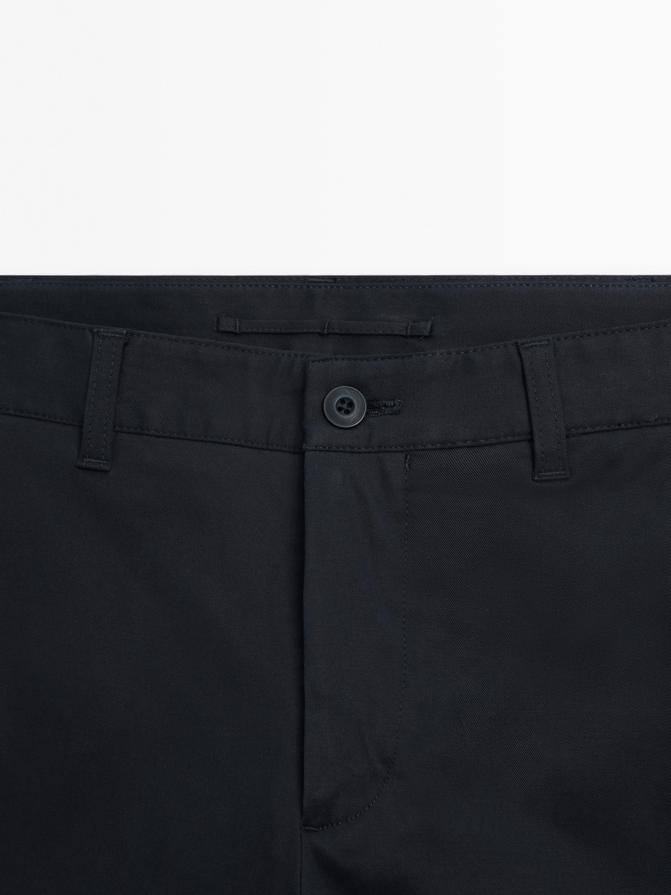 Cotton blend slim fit trousers