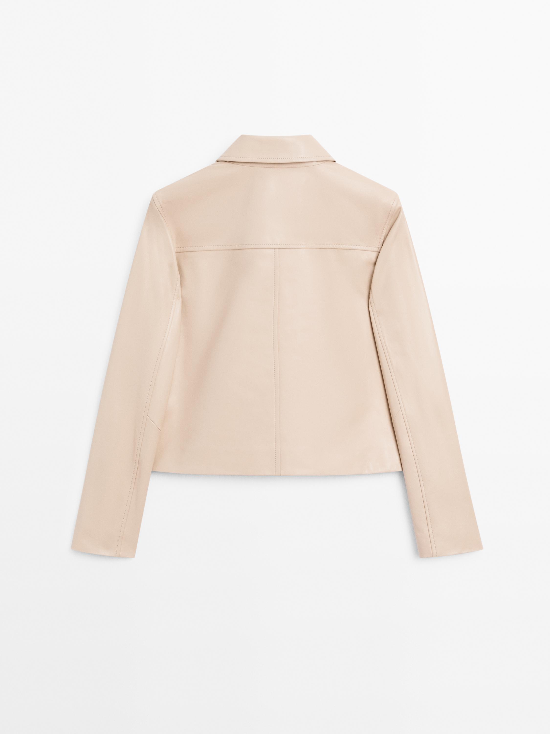 Cropped nappa leather jacket