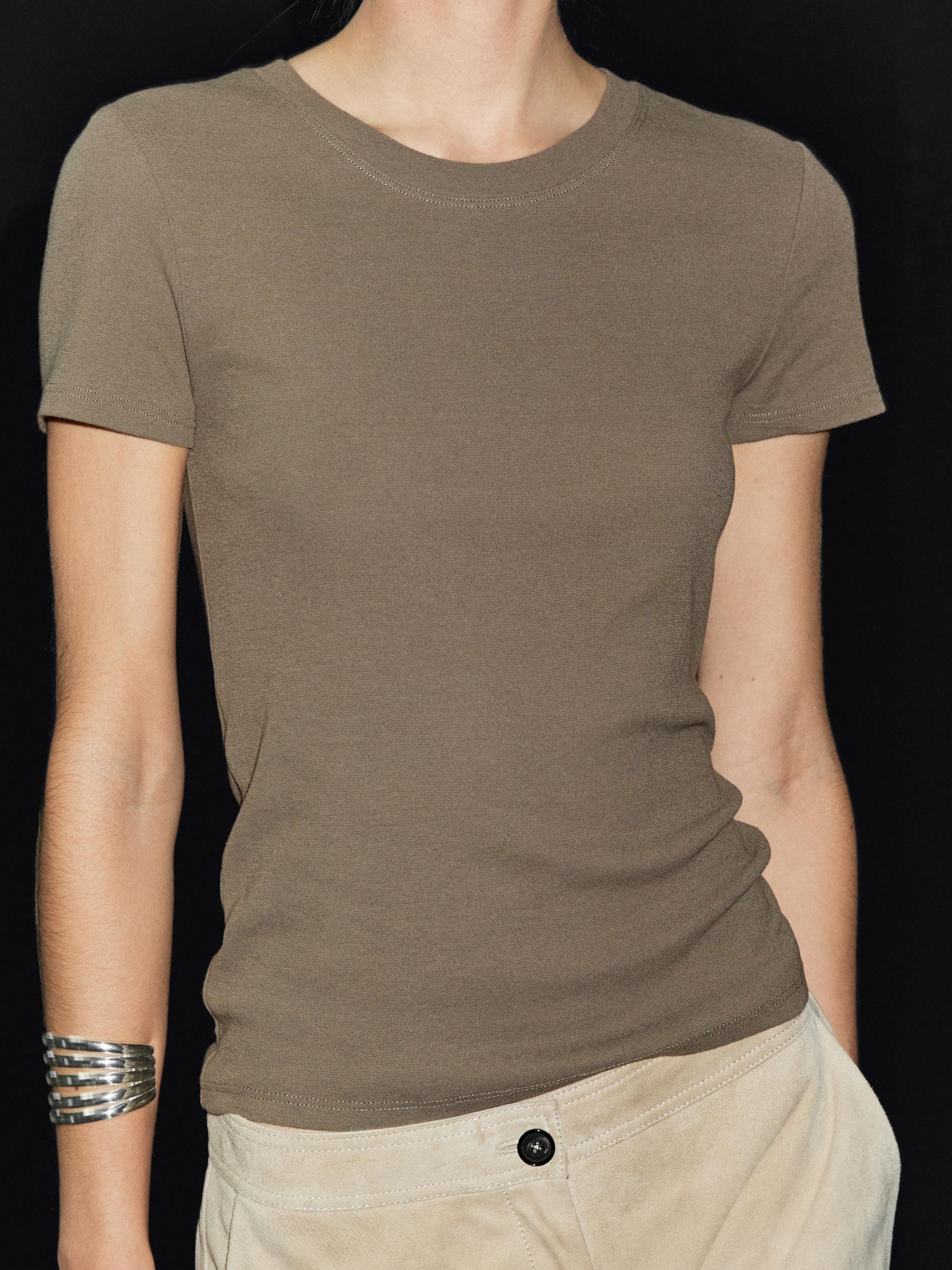 T-shirt texturé effet crêpe en coton