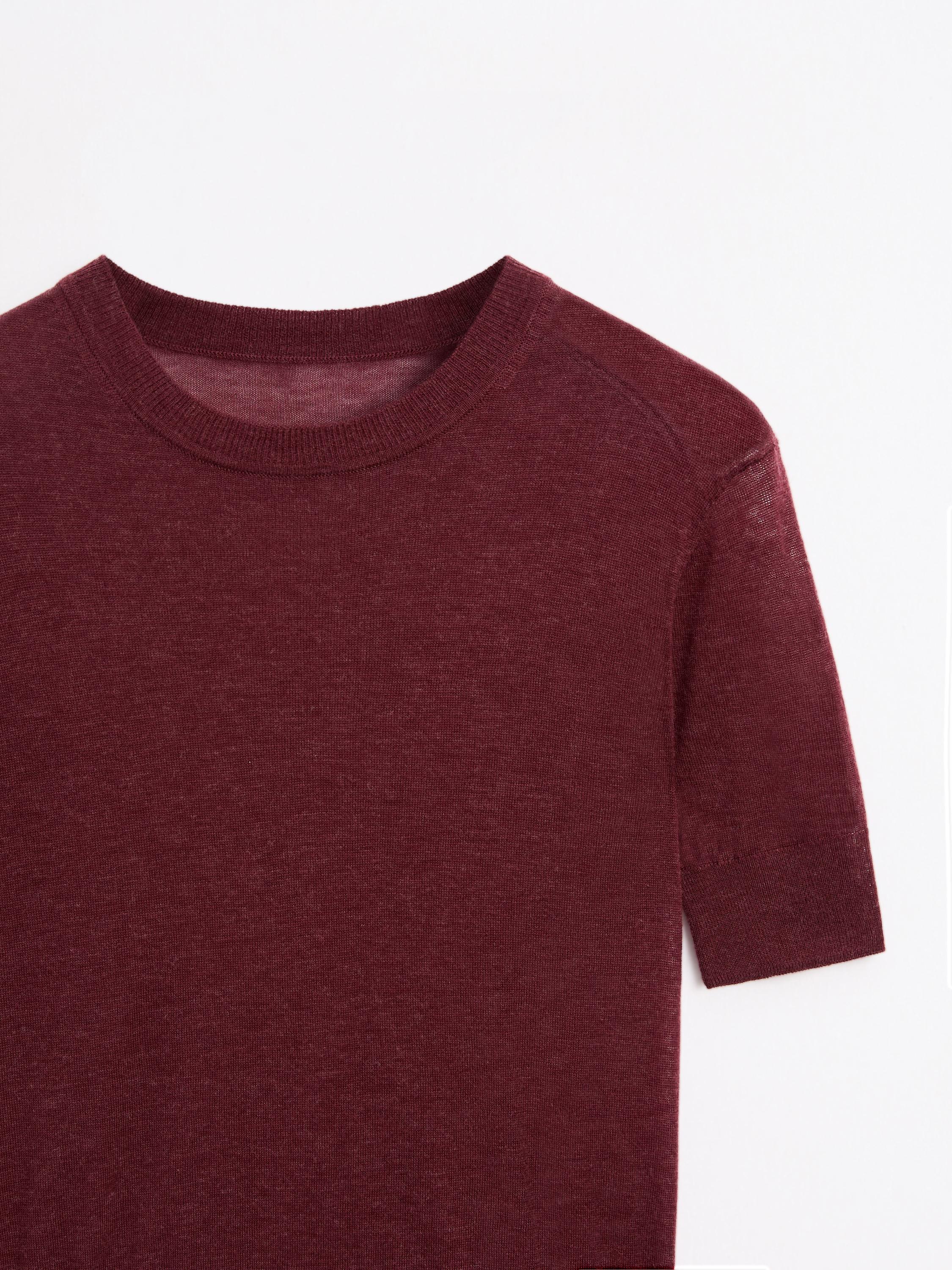 sveter z jemného úpletu s krátkym rukávom zo 100 % vlny - STUDIO