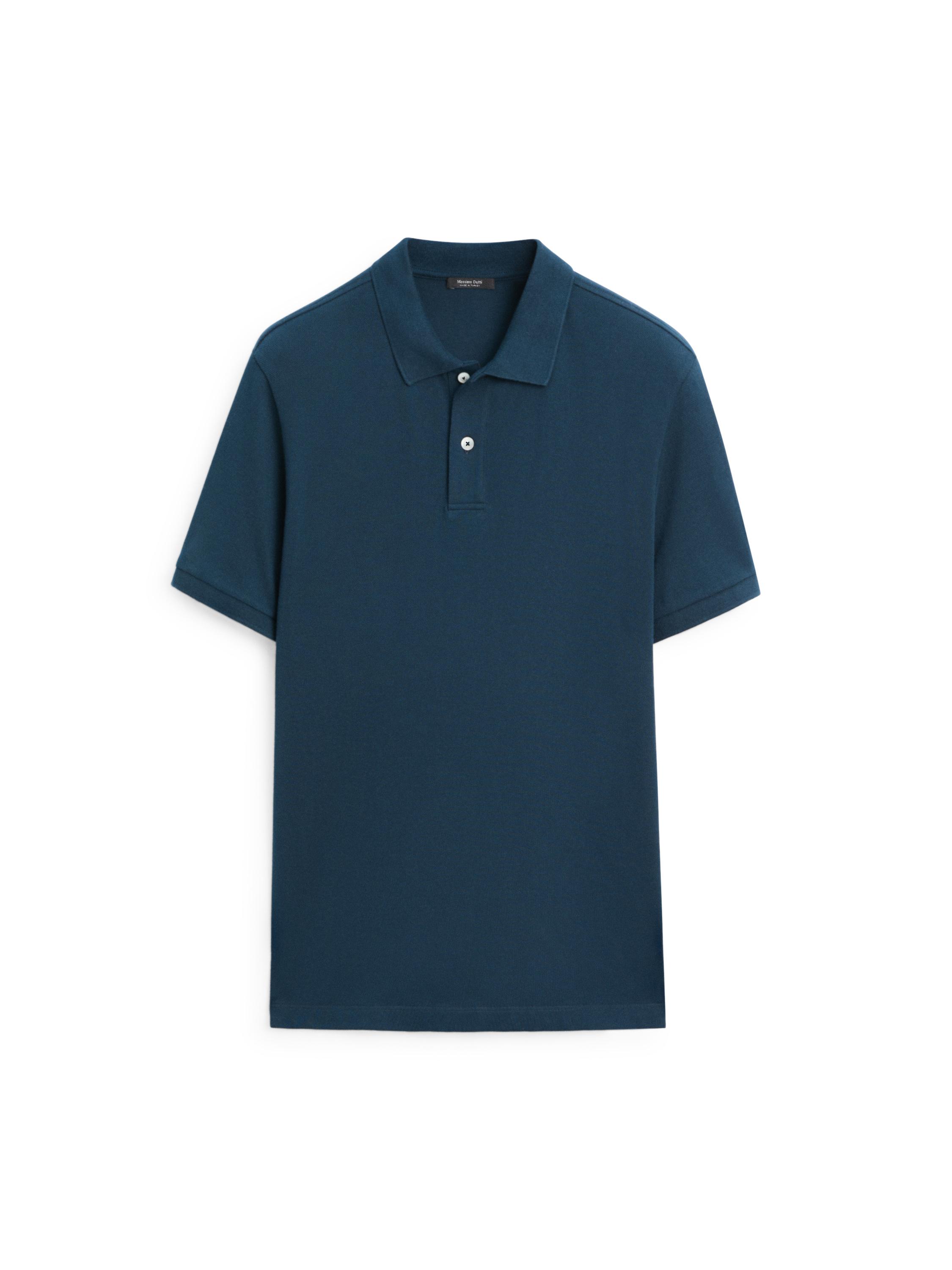 Micro-textured cotton piqué polo shirt — INDIGO