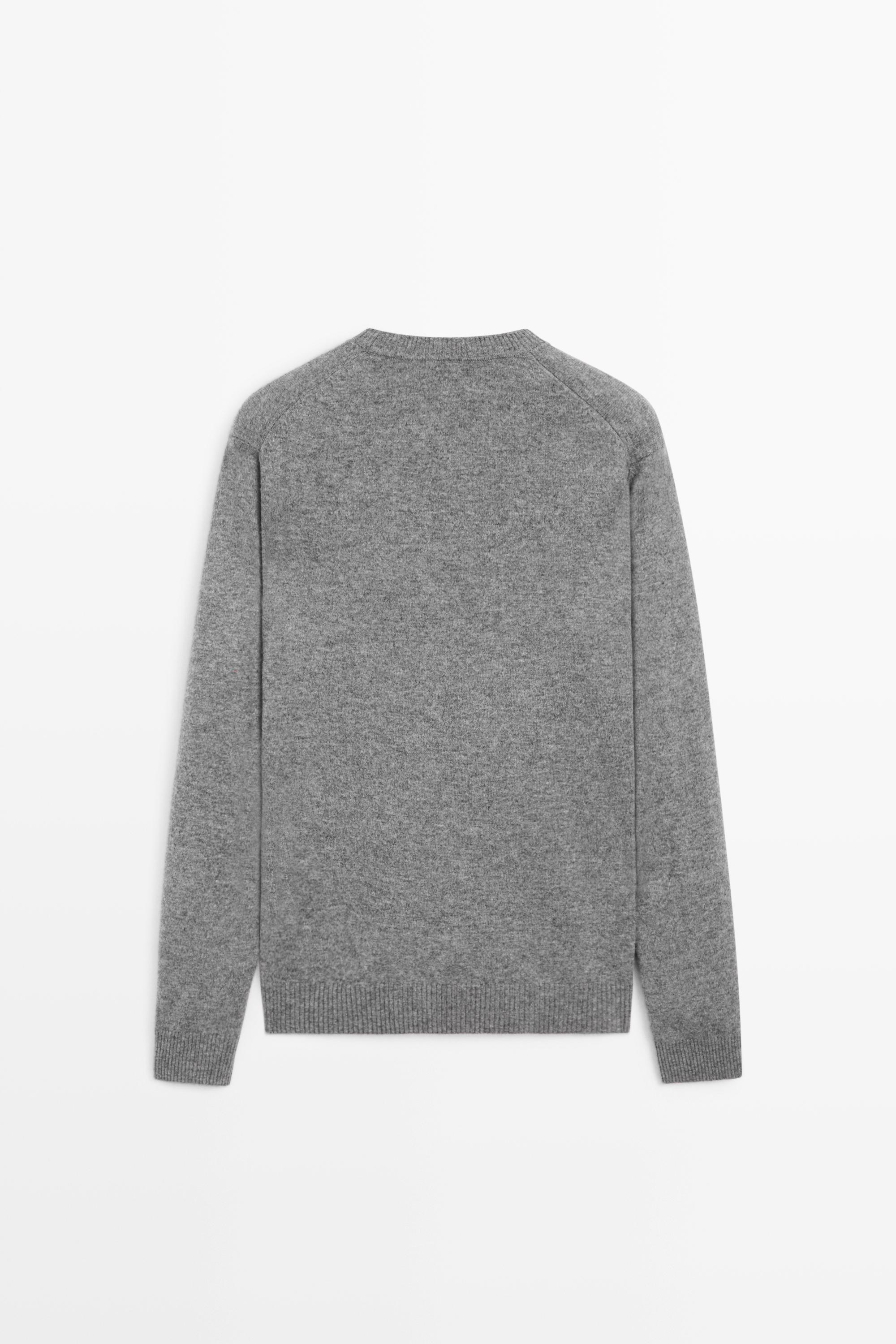 Wool blend round neck knit sweater — ANTHRACITE GREY