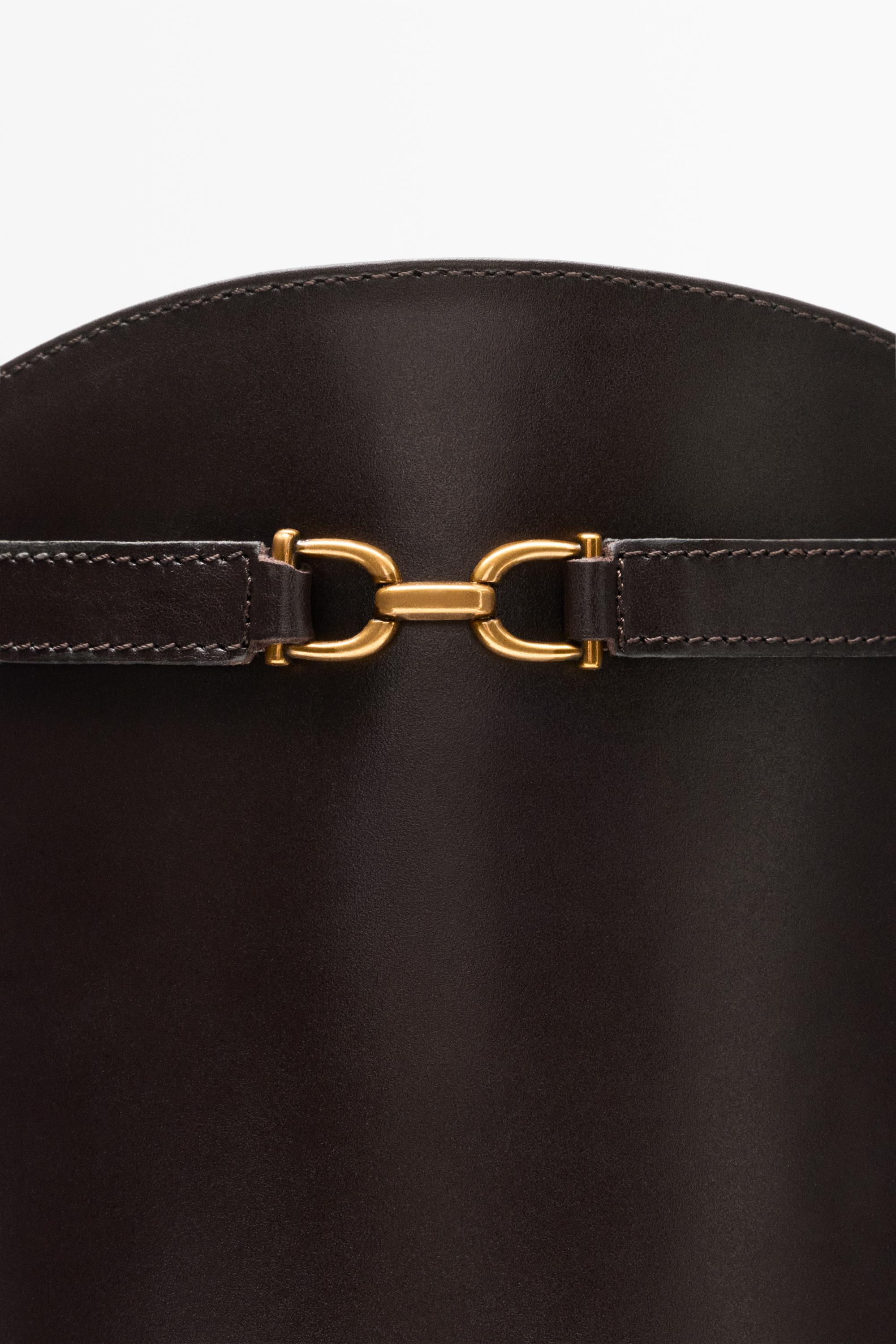 Leather riding boot — BROWN