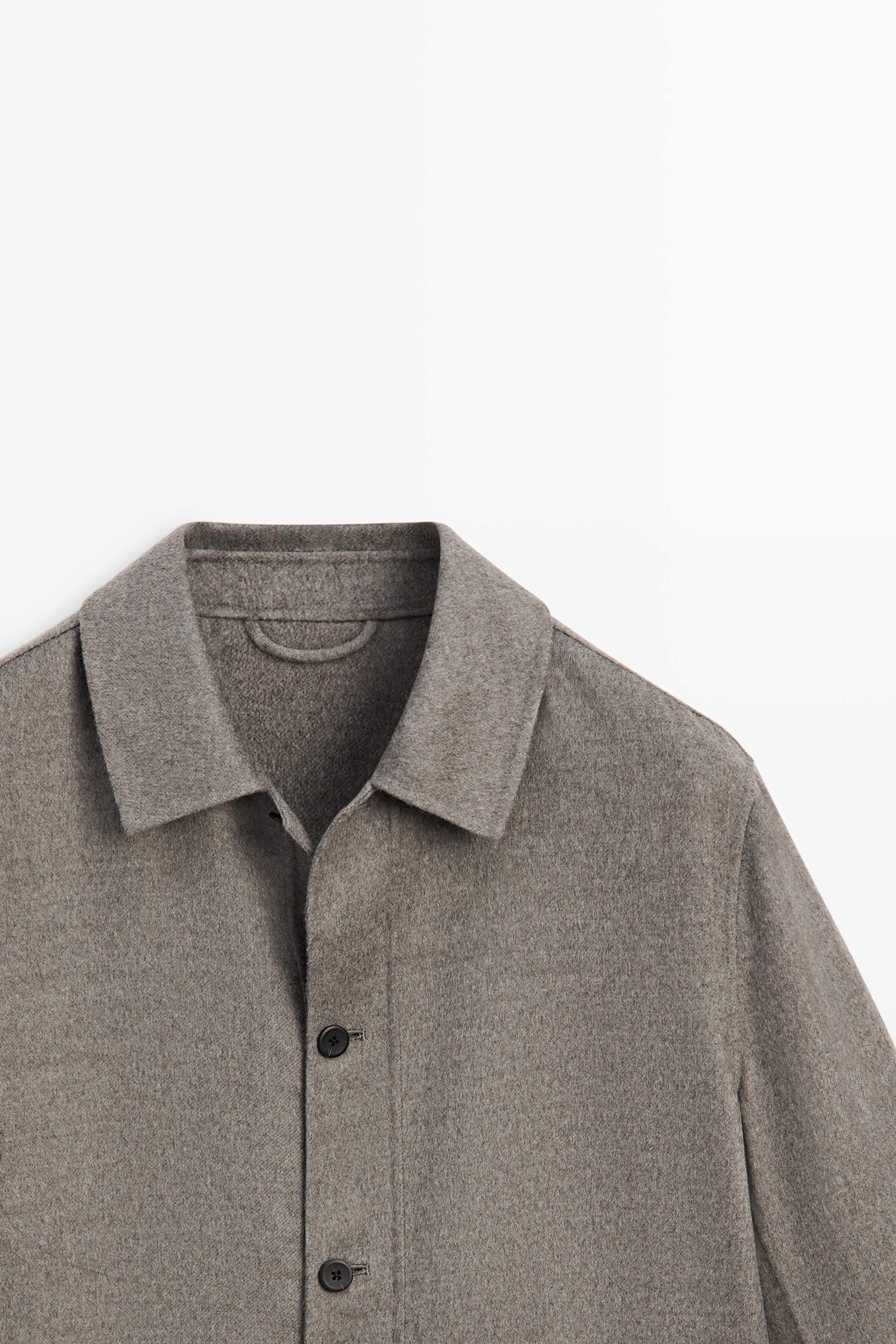 Wool blend overshirt with button detail — MINK