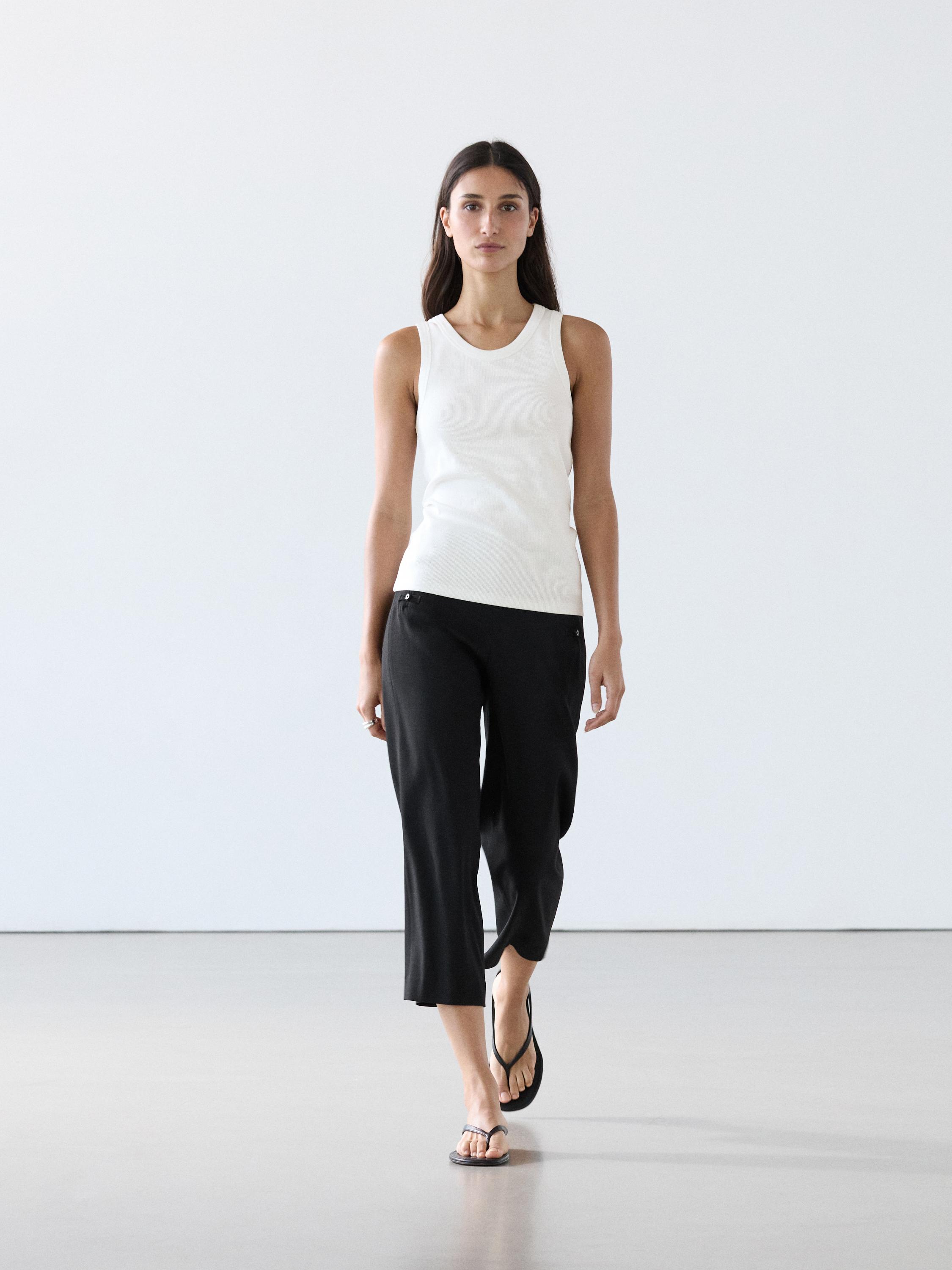 Cotton blend halter top — WHITE