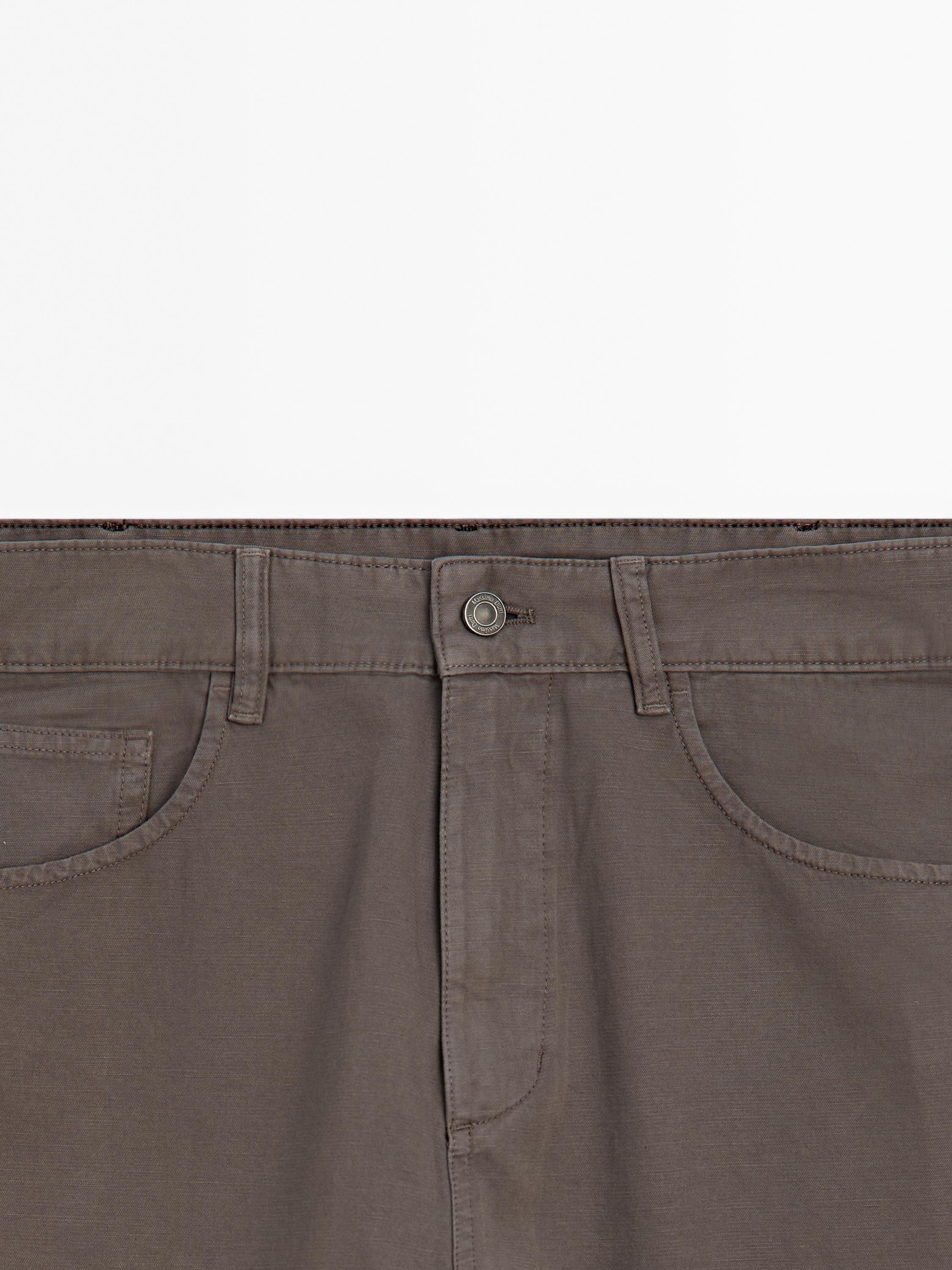 Lightweight relaxed fit denim-effect trousers