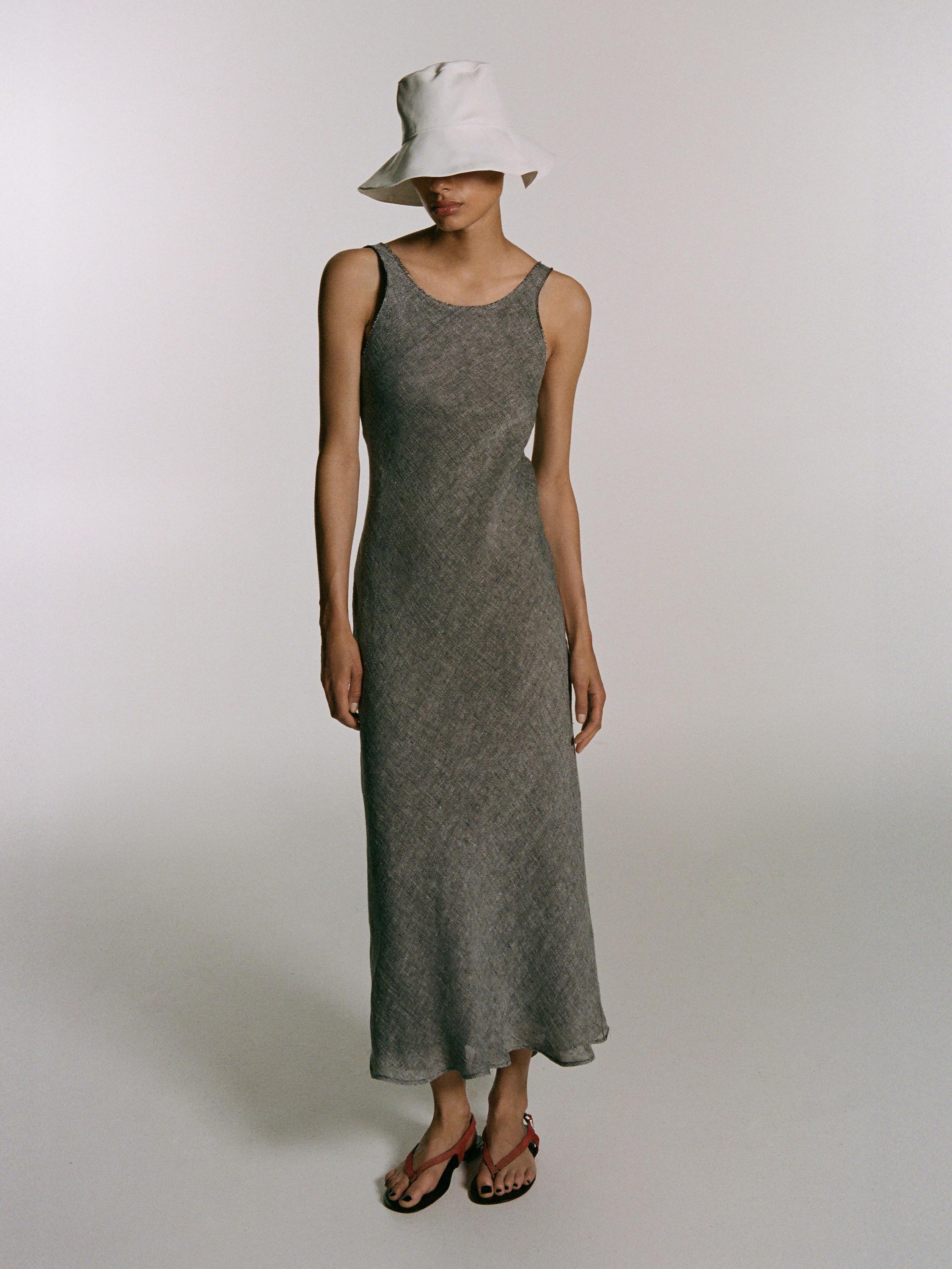 100% linen midi dress