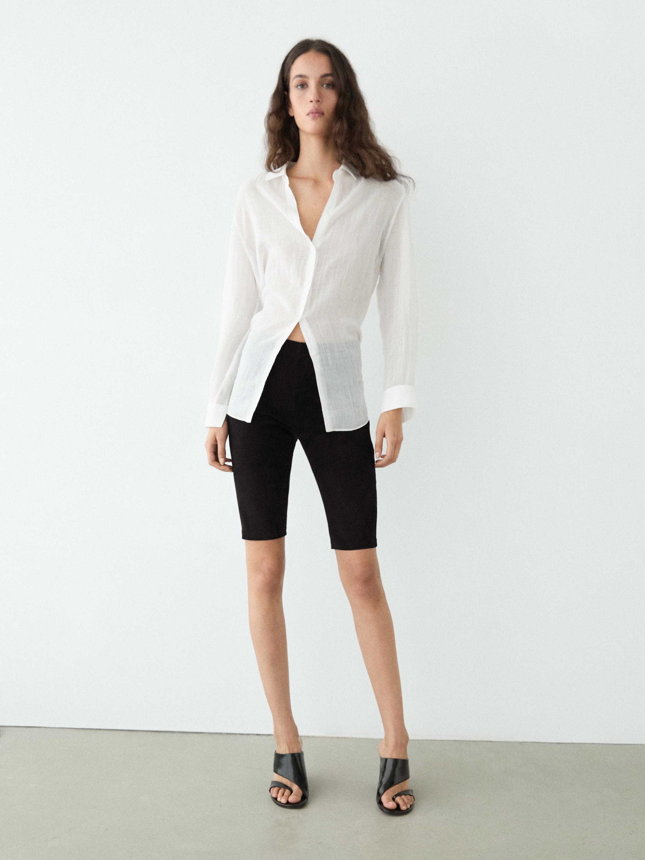 Suede leather cycling shorts — BLACK