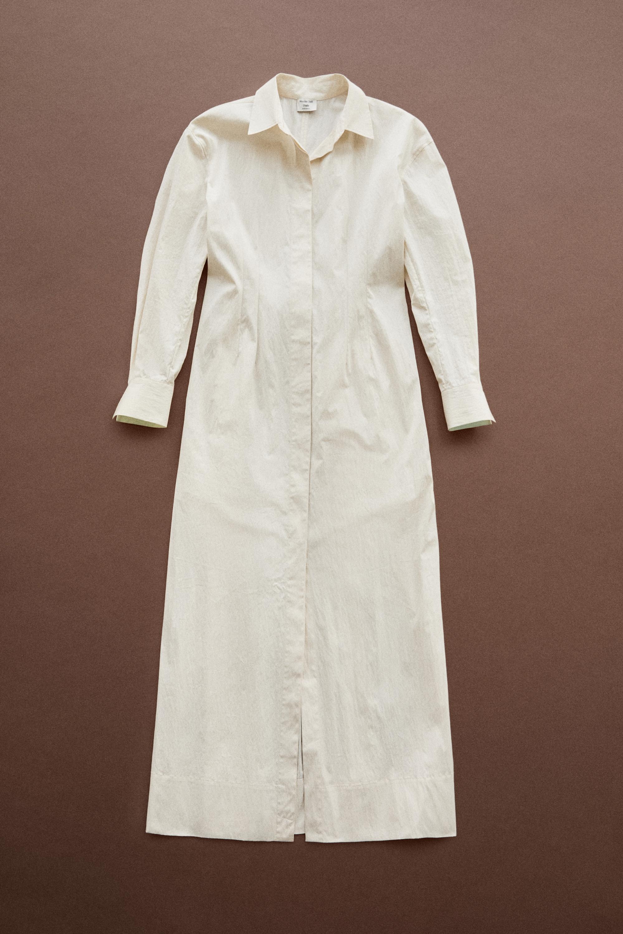 Flowy shirt maxi dress - STUDIO — Beige