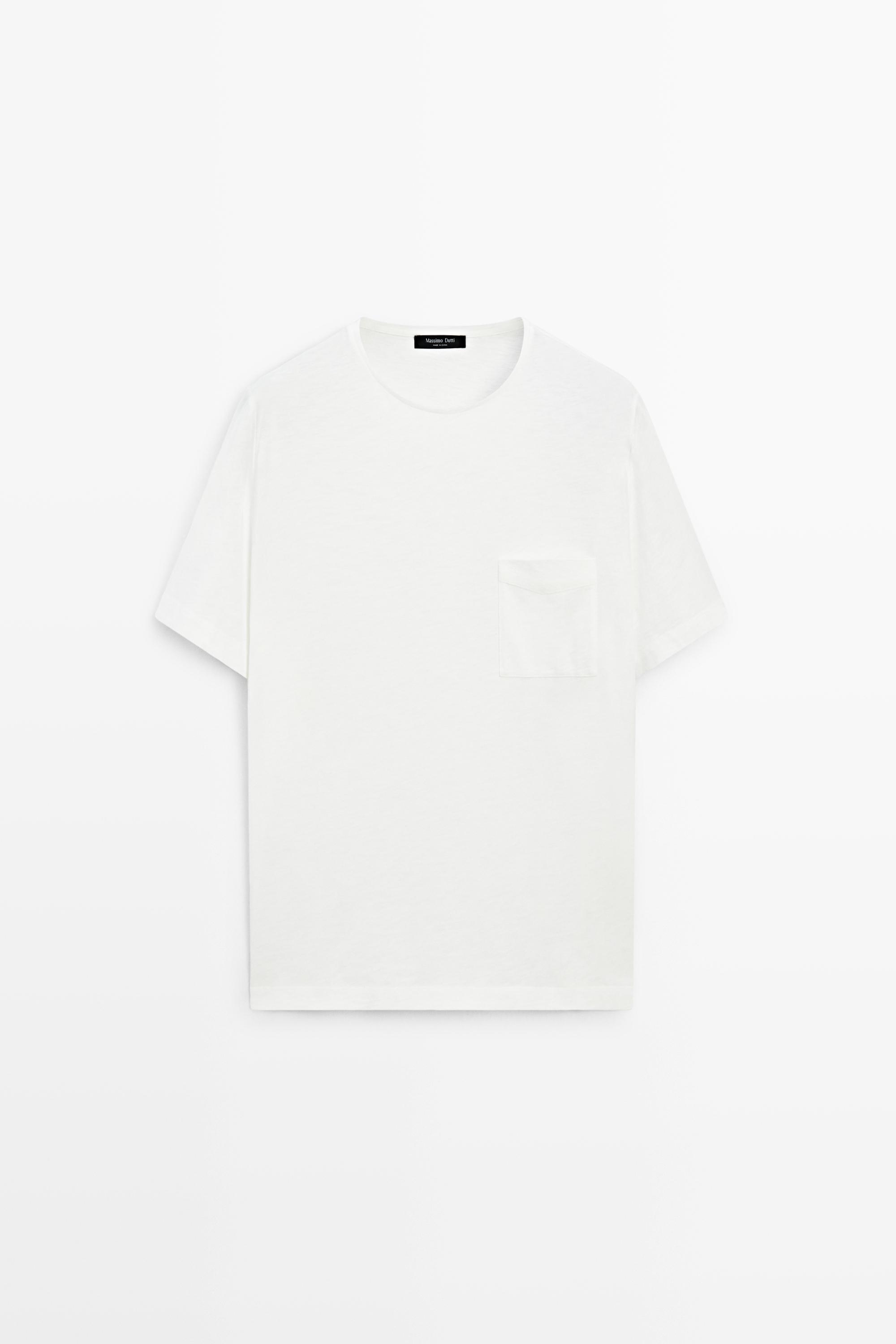 Short sleeve T-shirt with pocket detail — WHITE