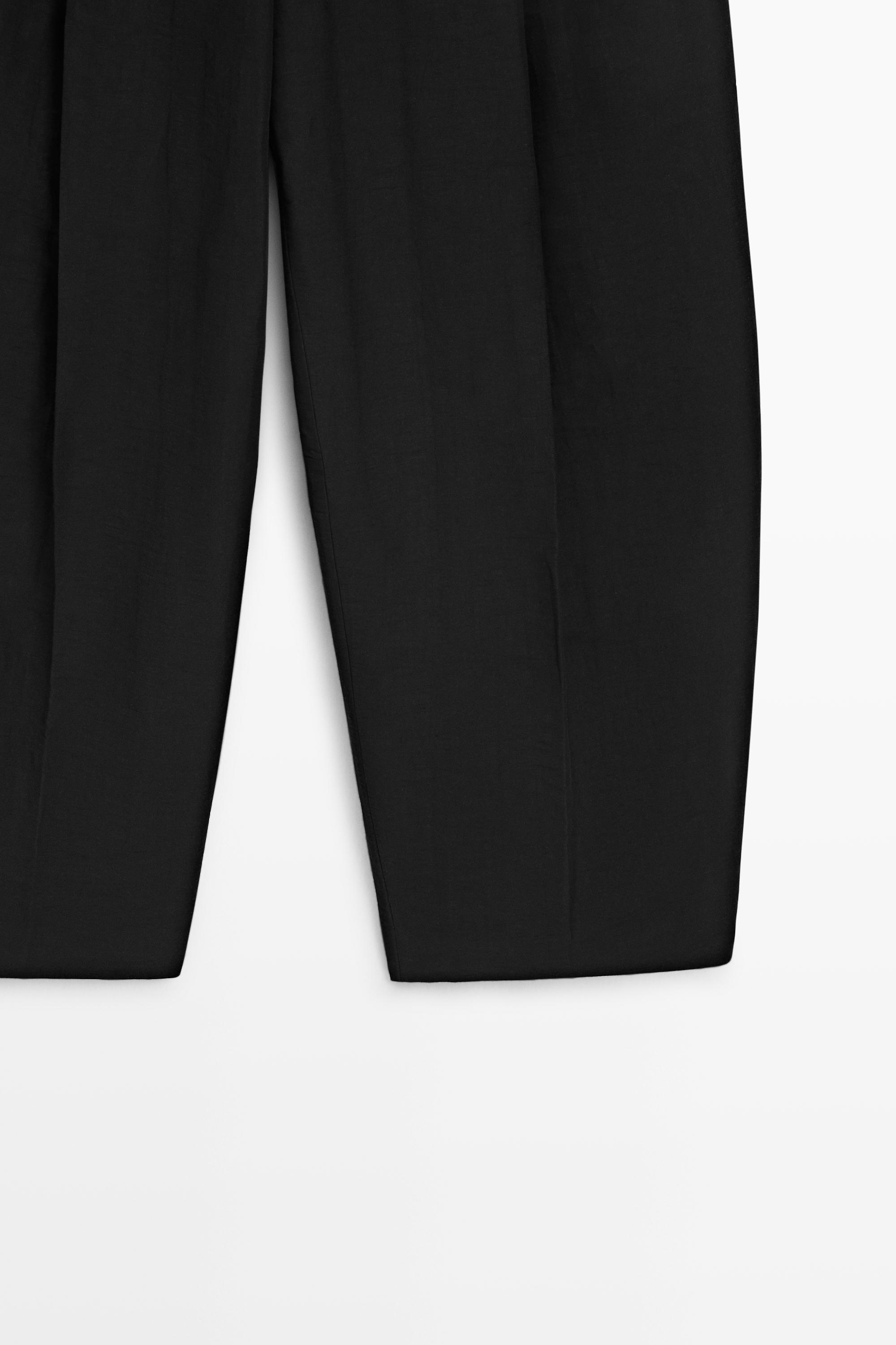 Linen blend pleated trousers - STUDIO — BLACK