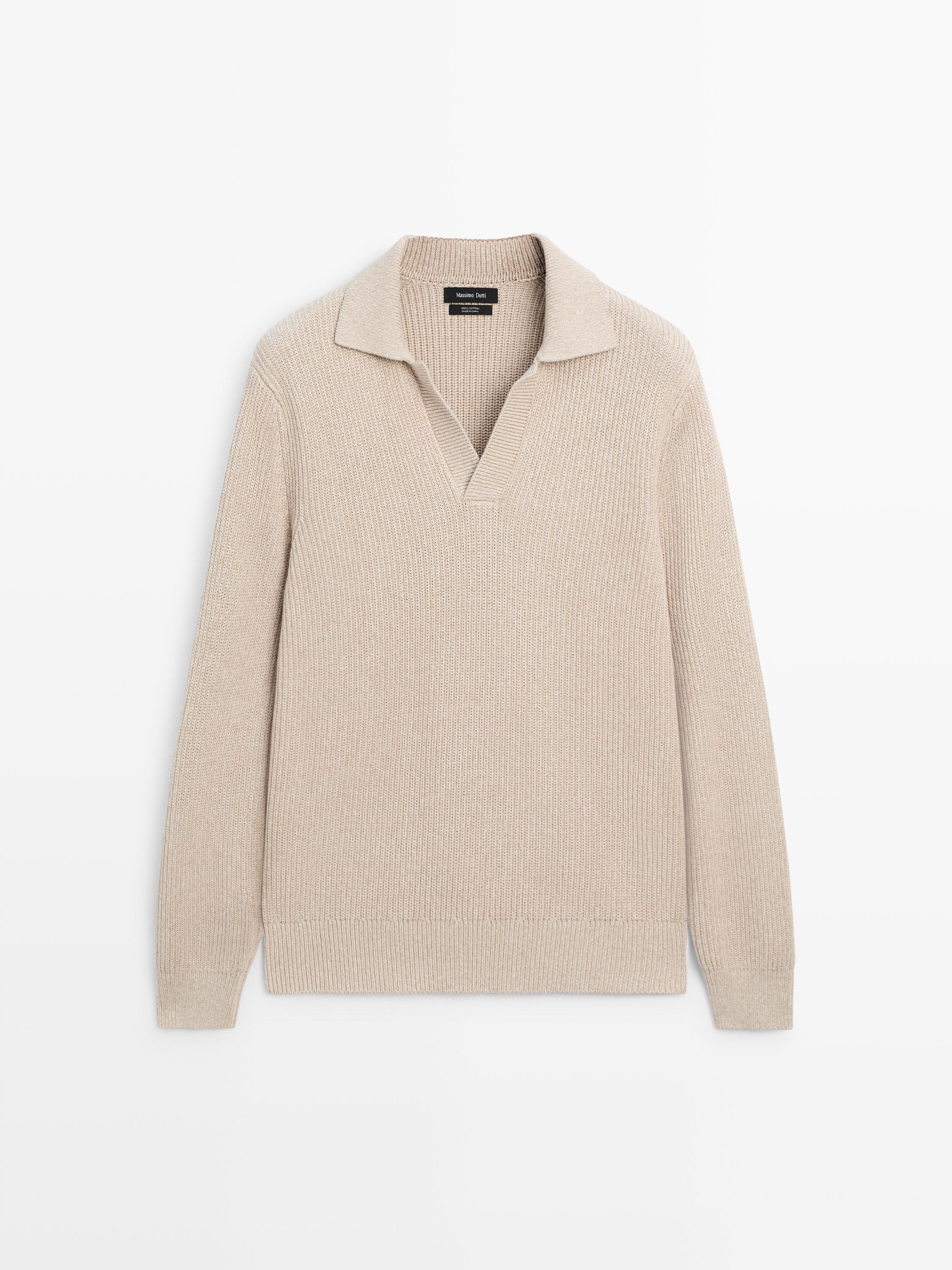 Pull polo en maille de coton