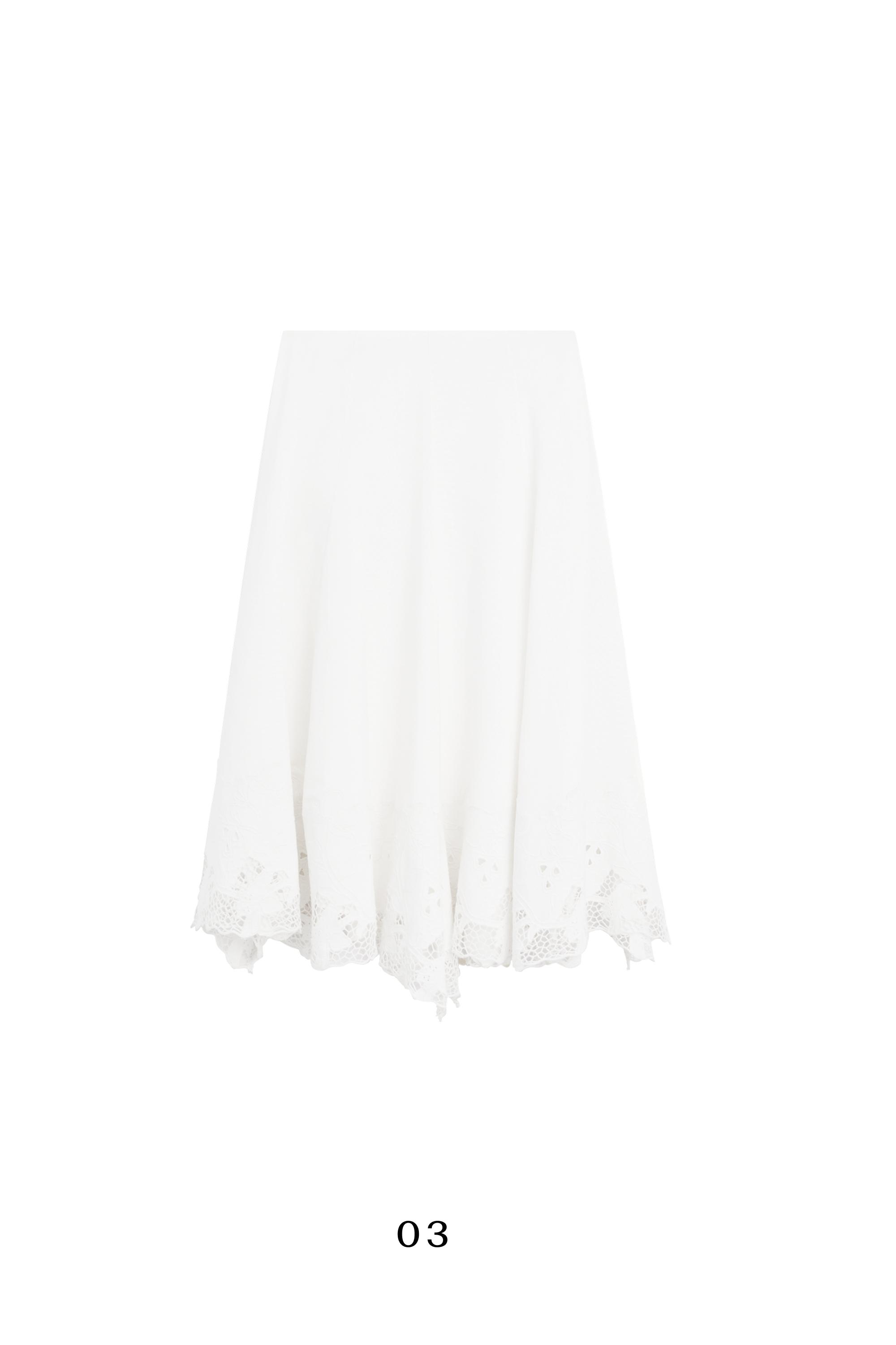 Flared midi skirt with embroidery — WHITE