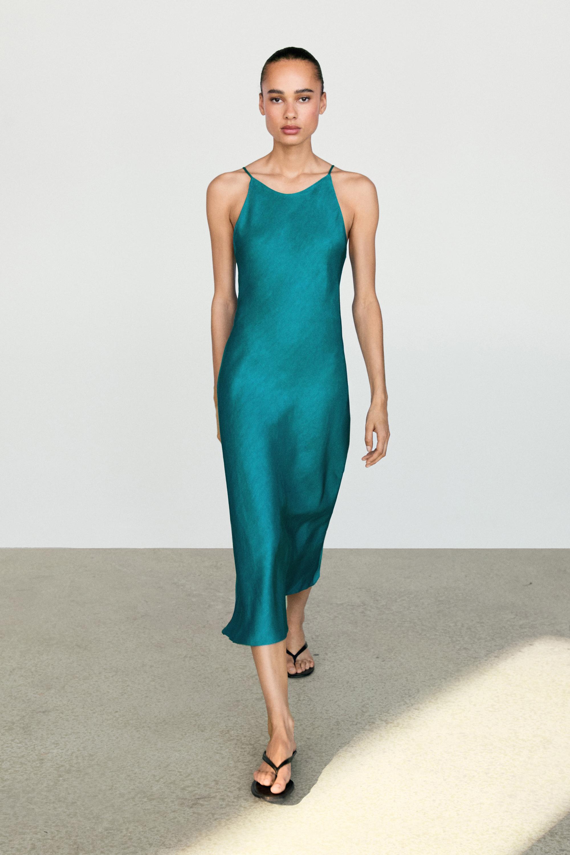 Flowing satin midi dress