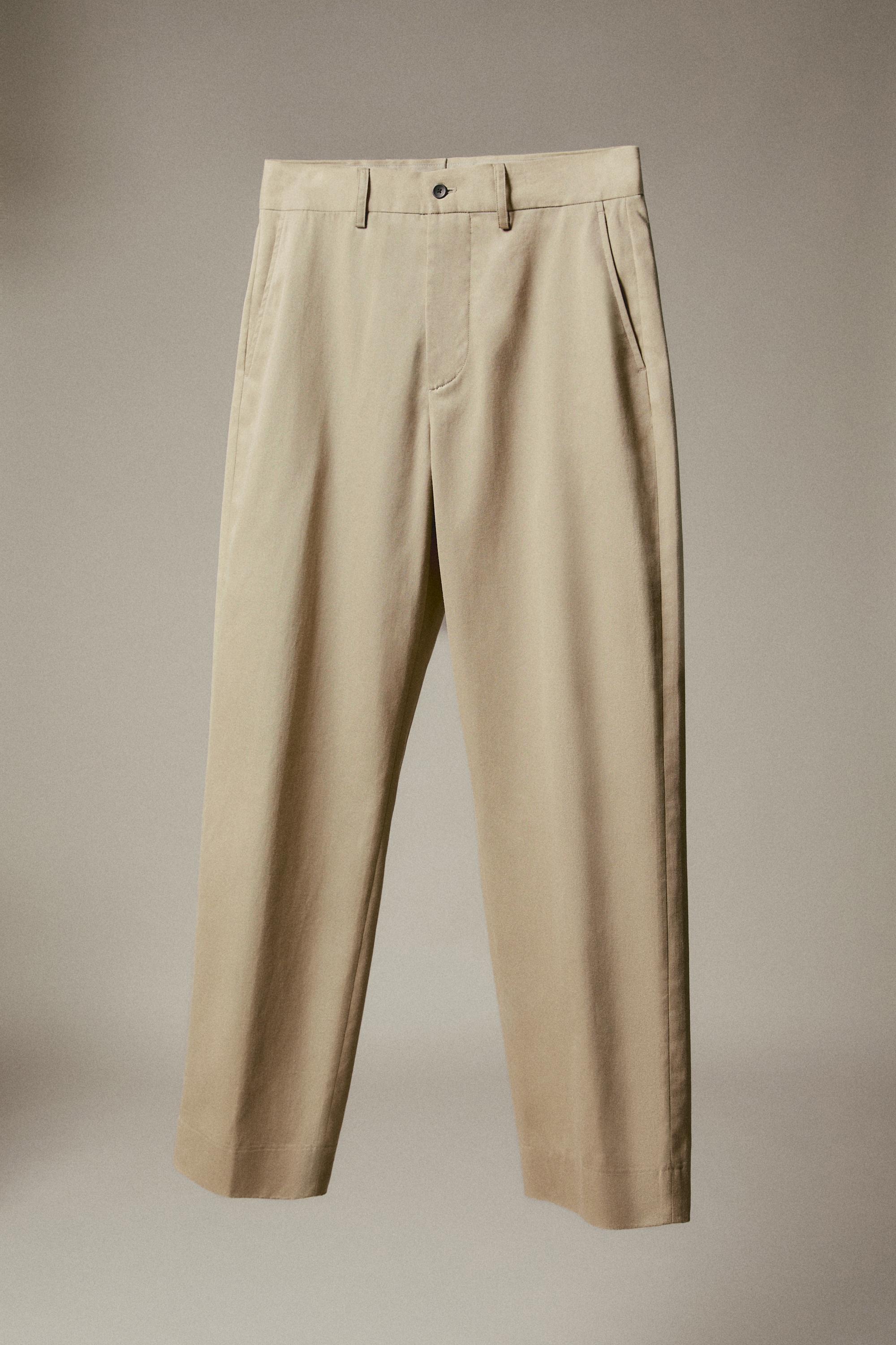 100% cotton wide-leg pants — KHAKI