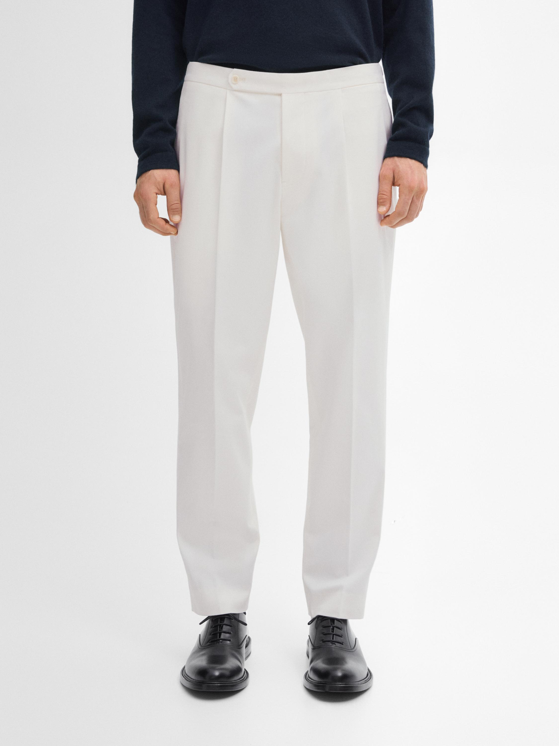 Cotton blend regular fit trousers