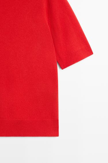 Short sleeve wool blend knit sweater — RED 7