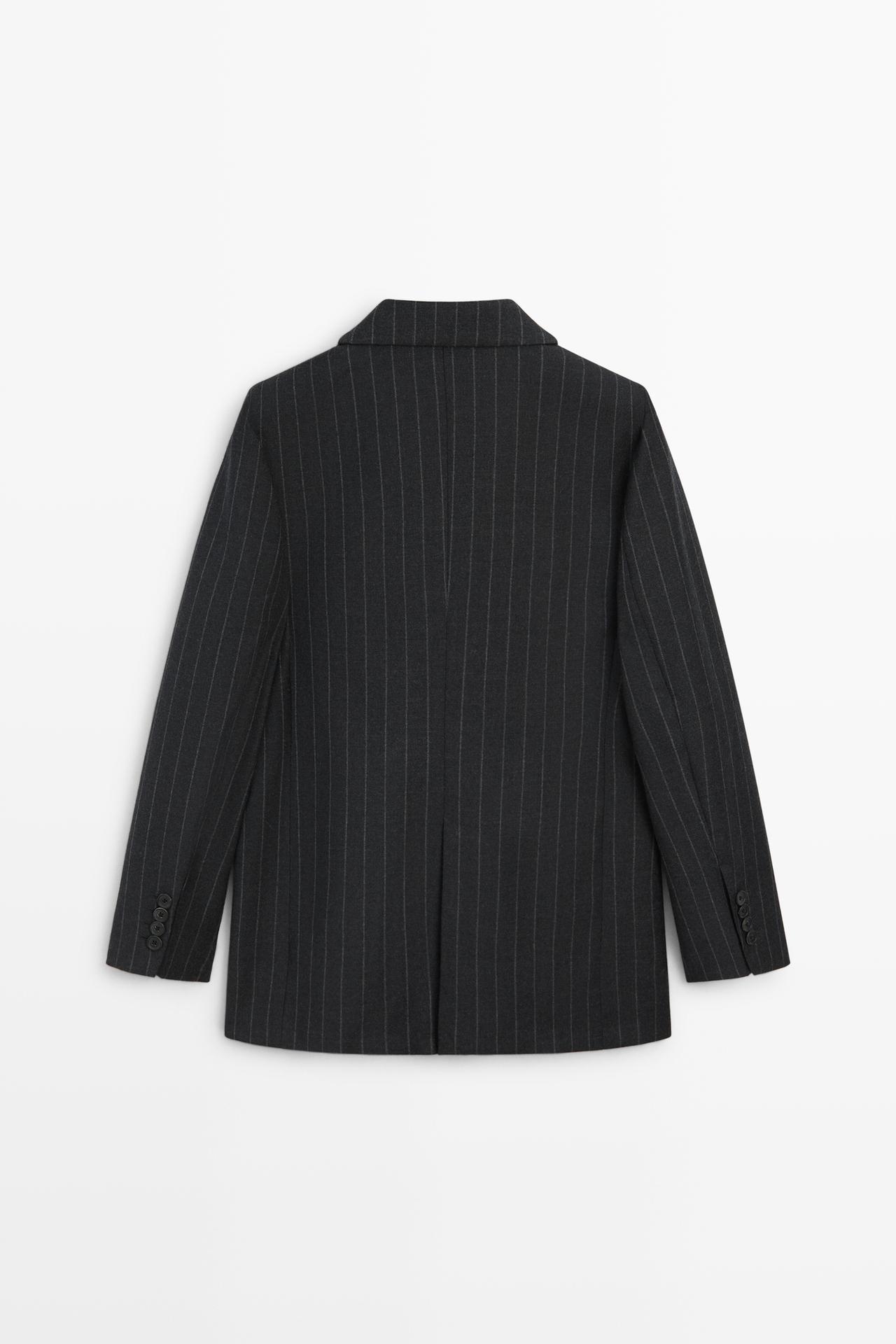 100% wool pinstripe blazer — GREY