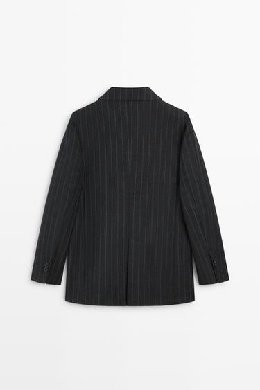 100% wool pinstripe blazer — GREY 6