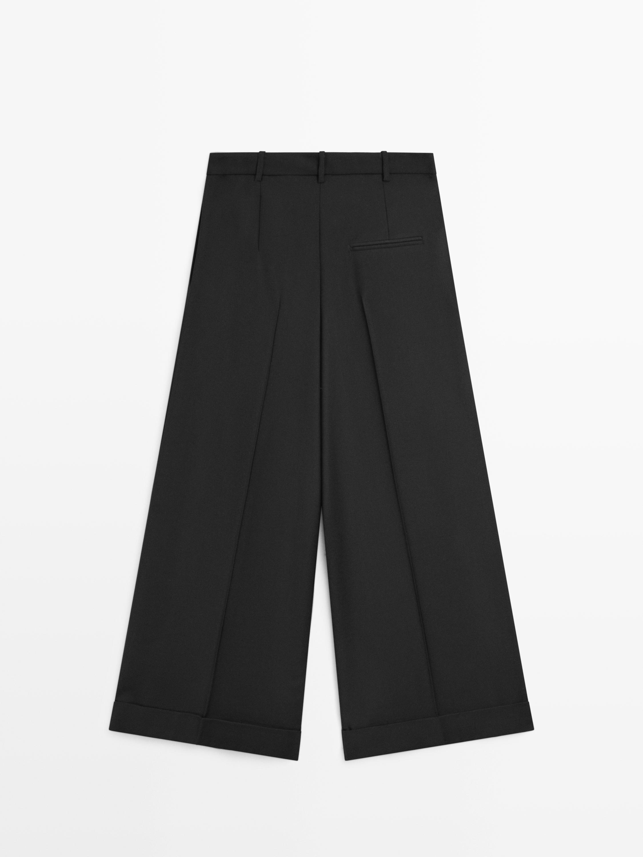 Flowing trousers with darts — BLACK