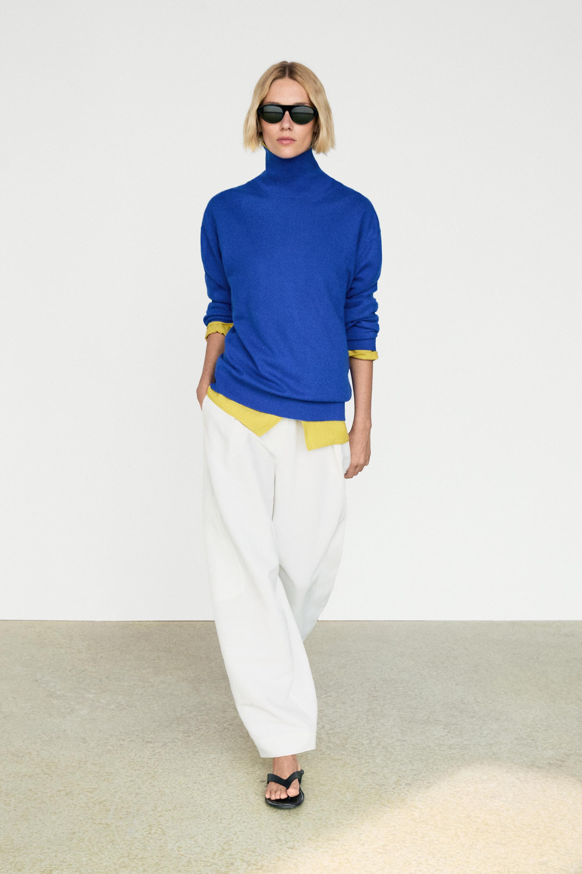 100% cashmere high neck knit sweater