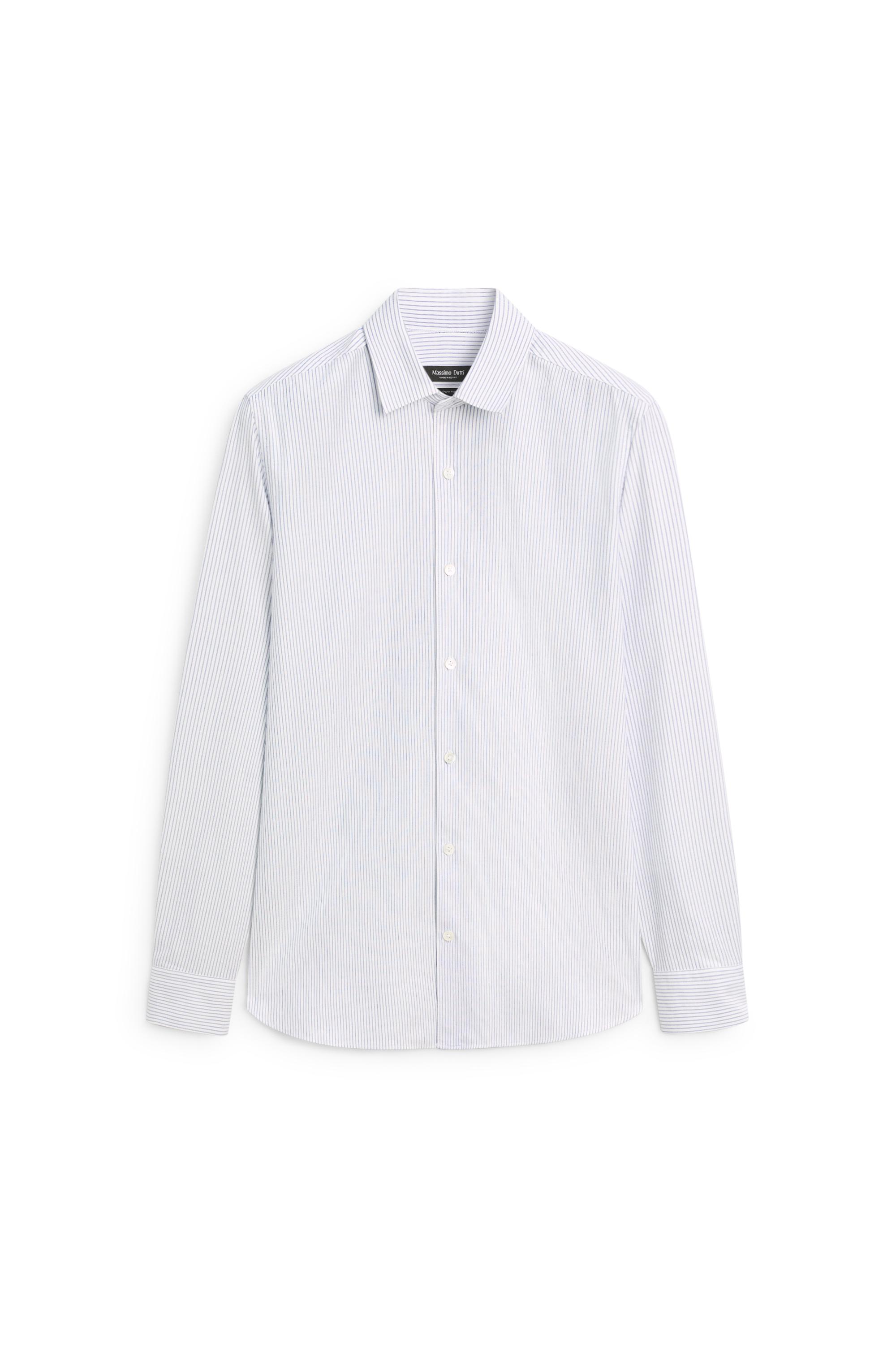 Regular fit striped cotton Oxford shirt — BLUE