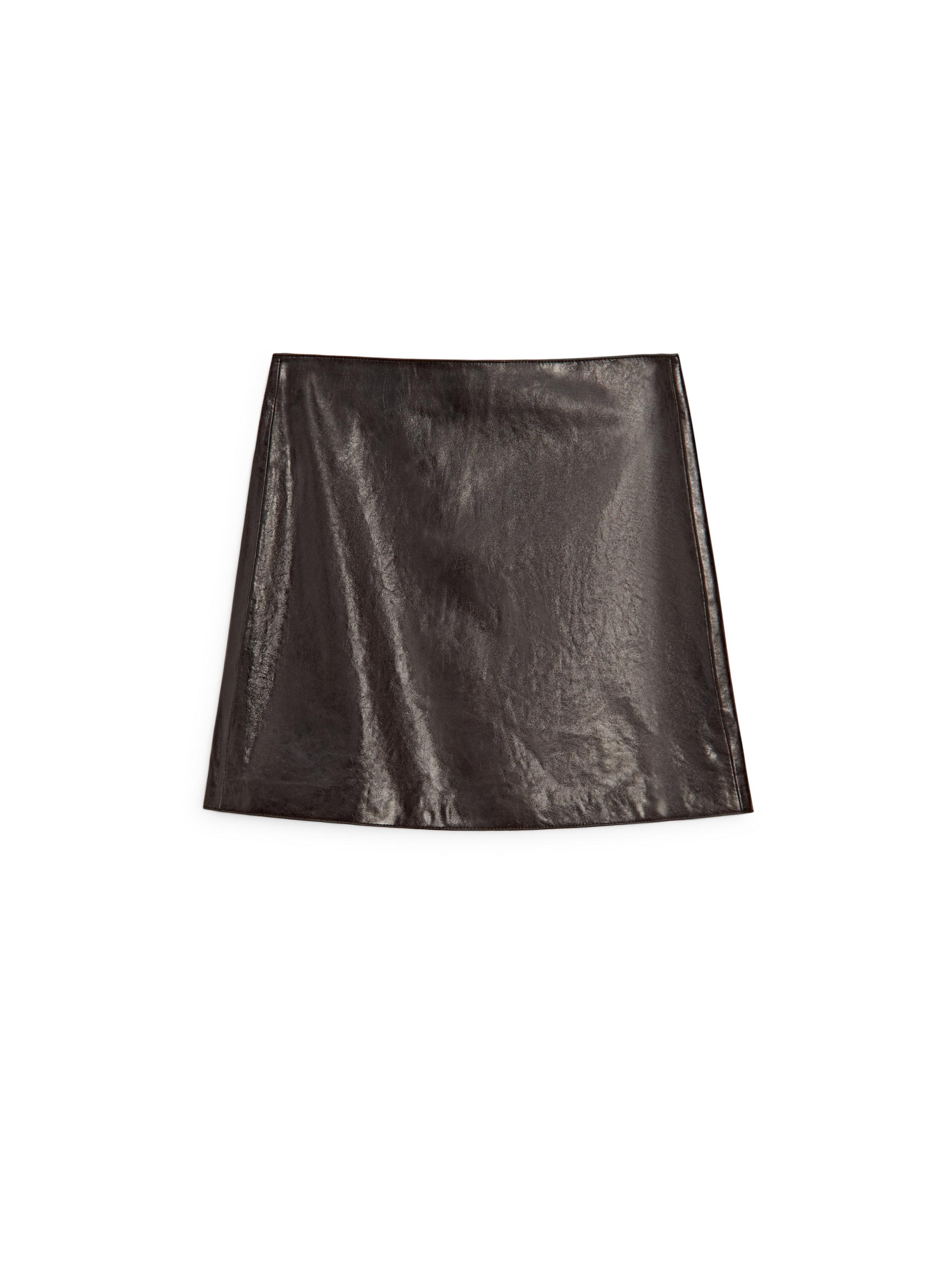 Nappa leather mini skirt — BROWN