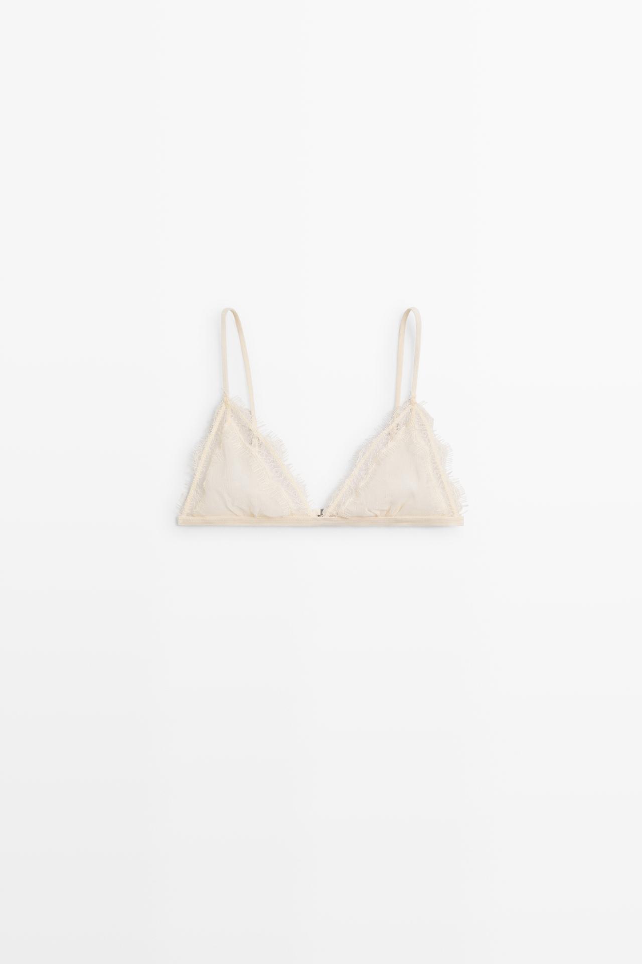 Bralette with lace detail — CREAM