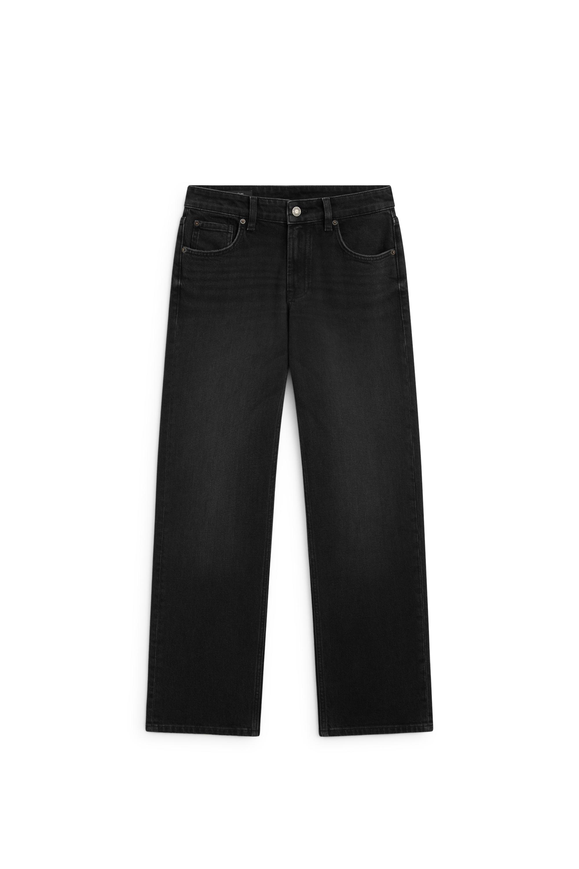 High-waist cropped straight-leg jeans — BLACK