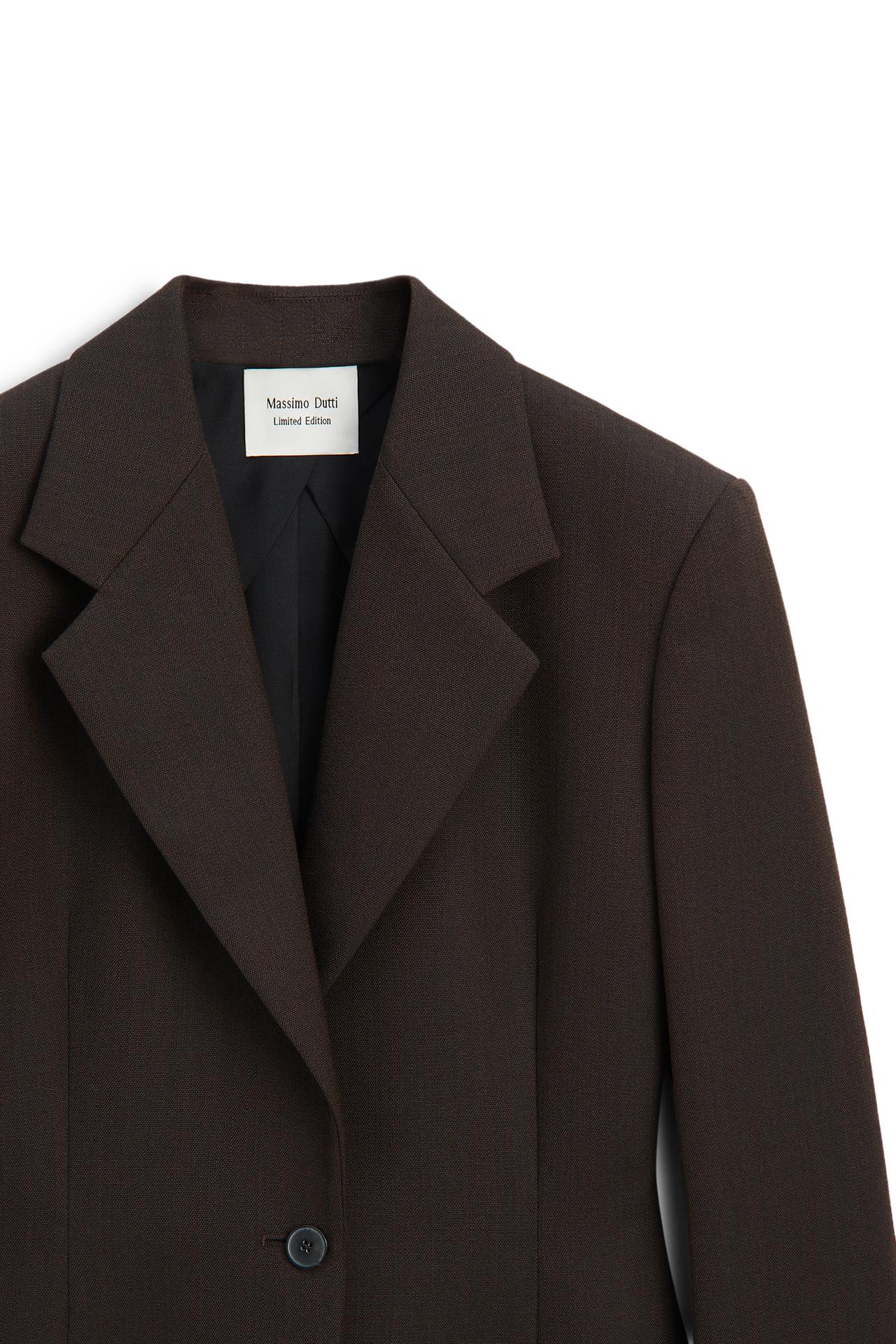 100% wool button detail blazer - LIMITED EDITION — BROWN