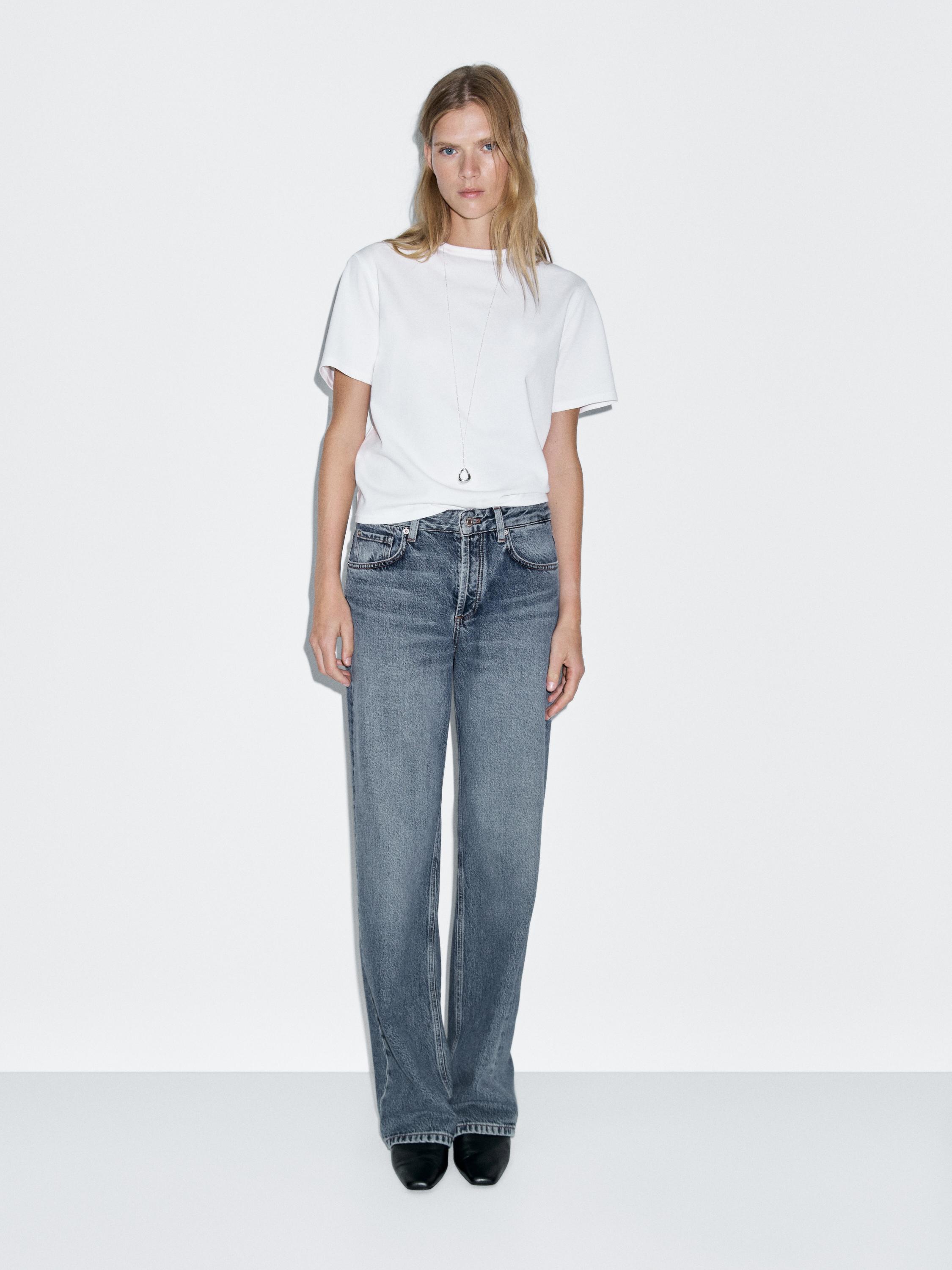 Jeans wide leg tiro medio