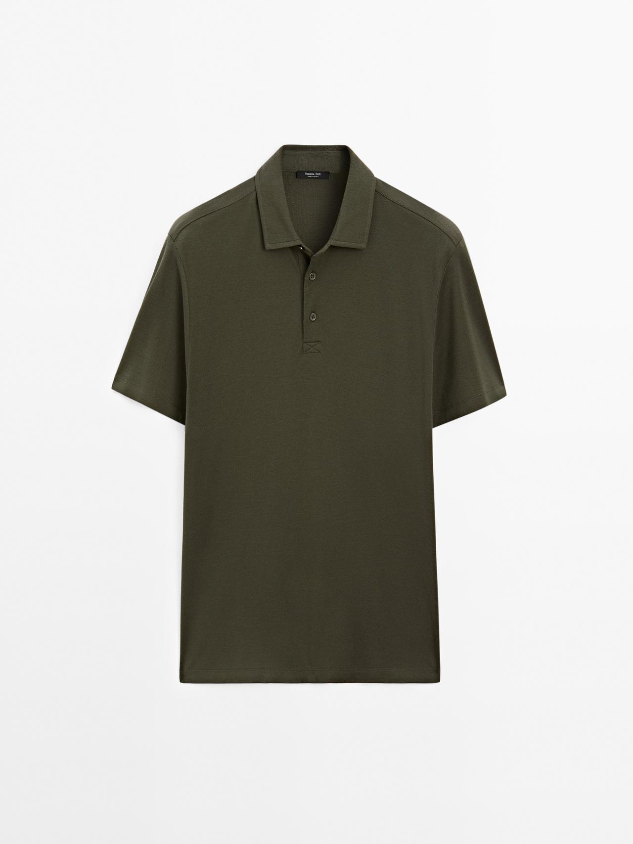 Massimo Dutti - Herre - Strukturvævet Poloshirt Med Korte Ærmer - Grøn - Xxl