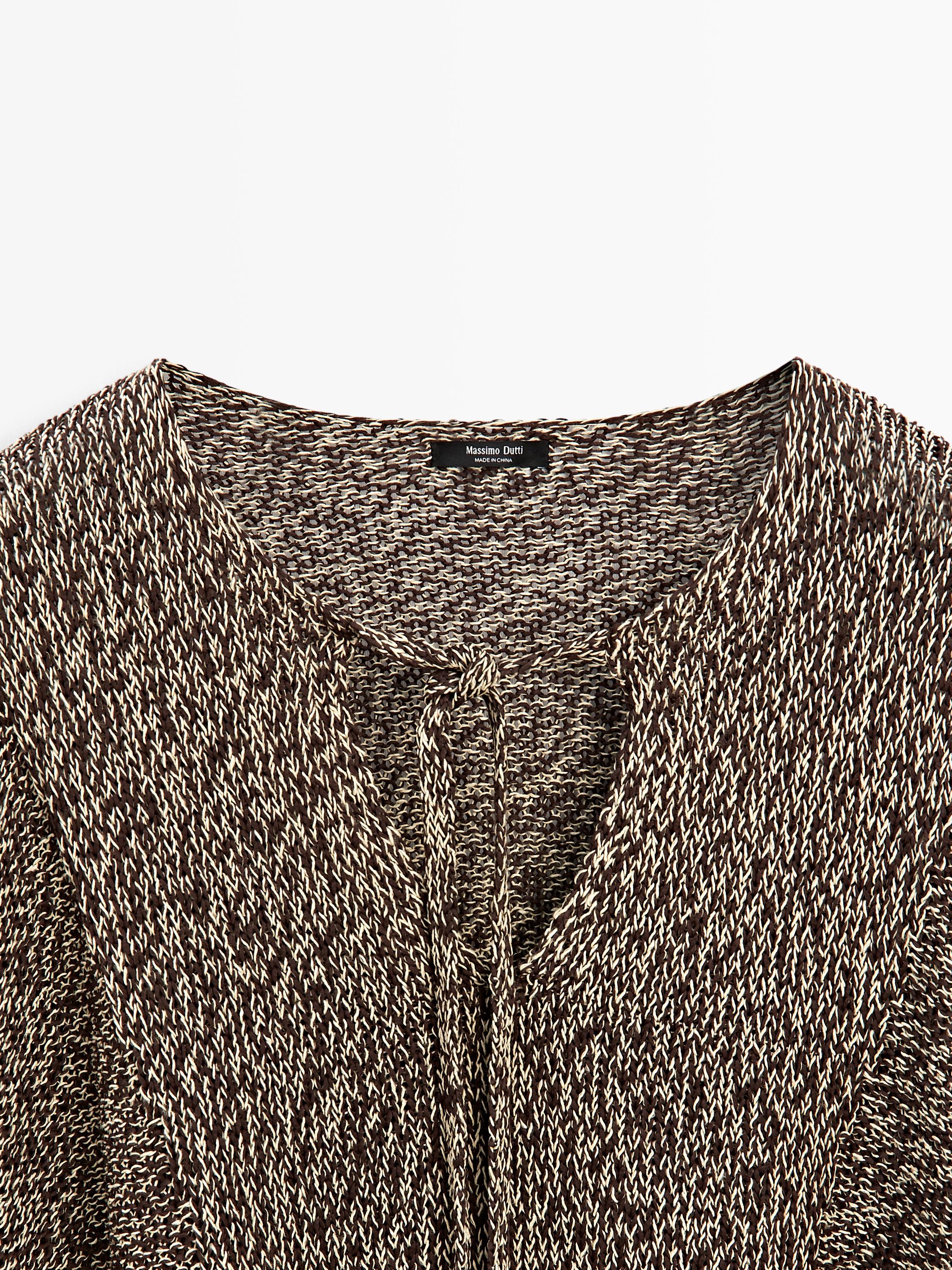 Cotton blend knit cape — BROWN