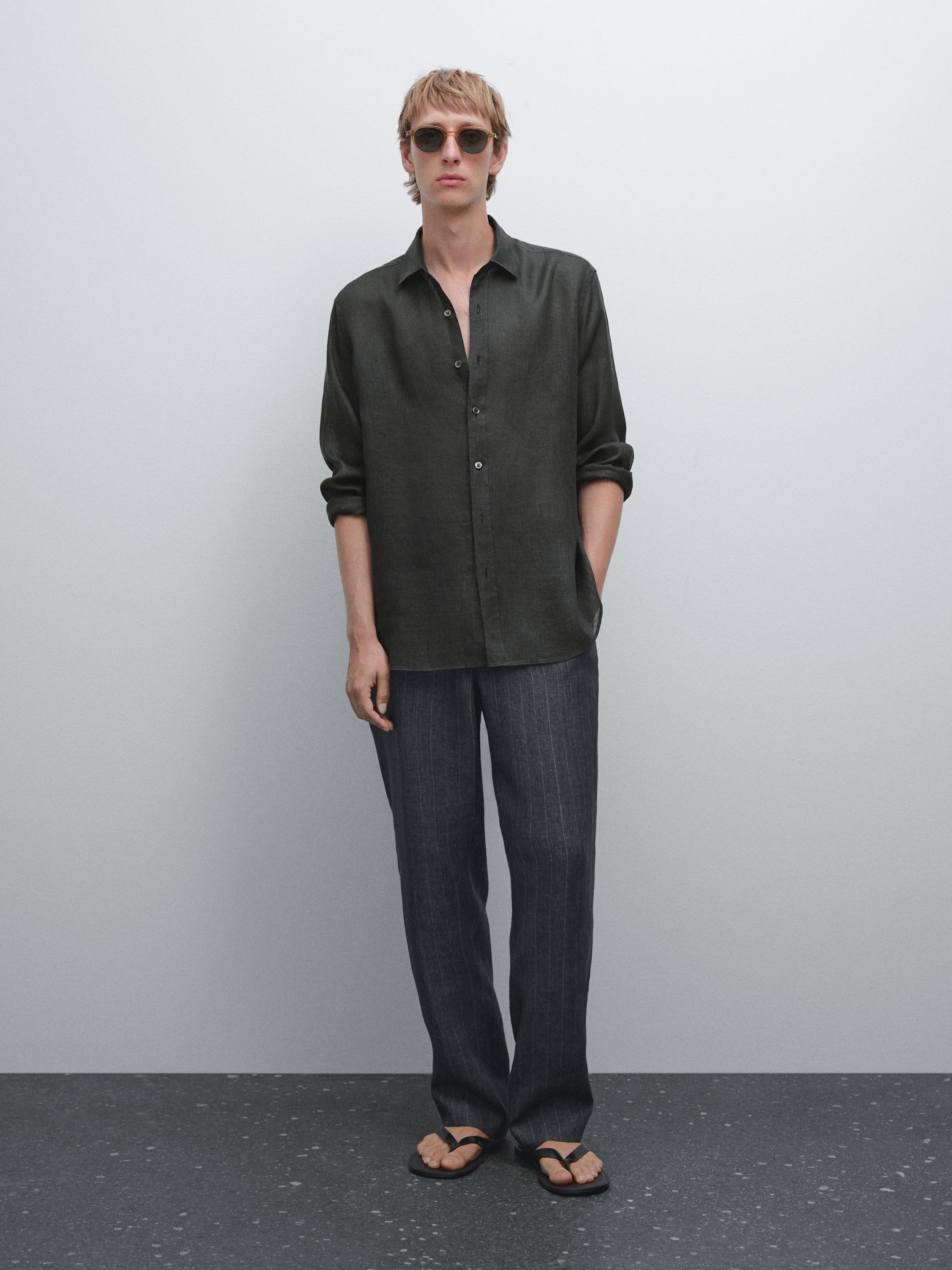 Regular fit 100% linen shirt