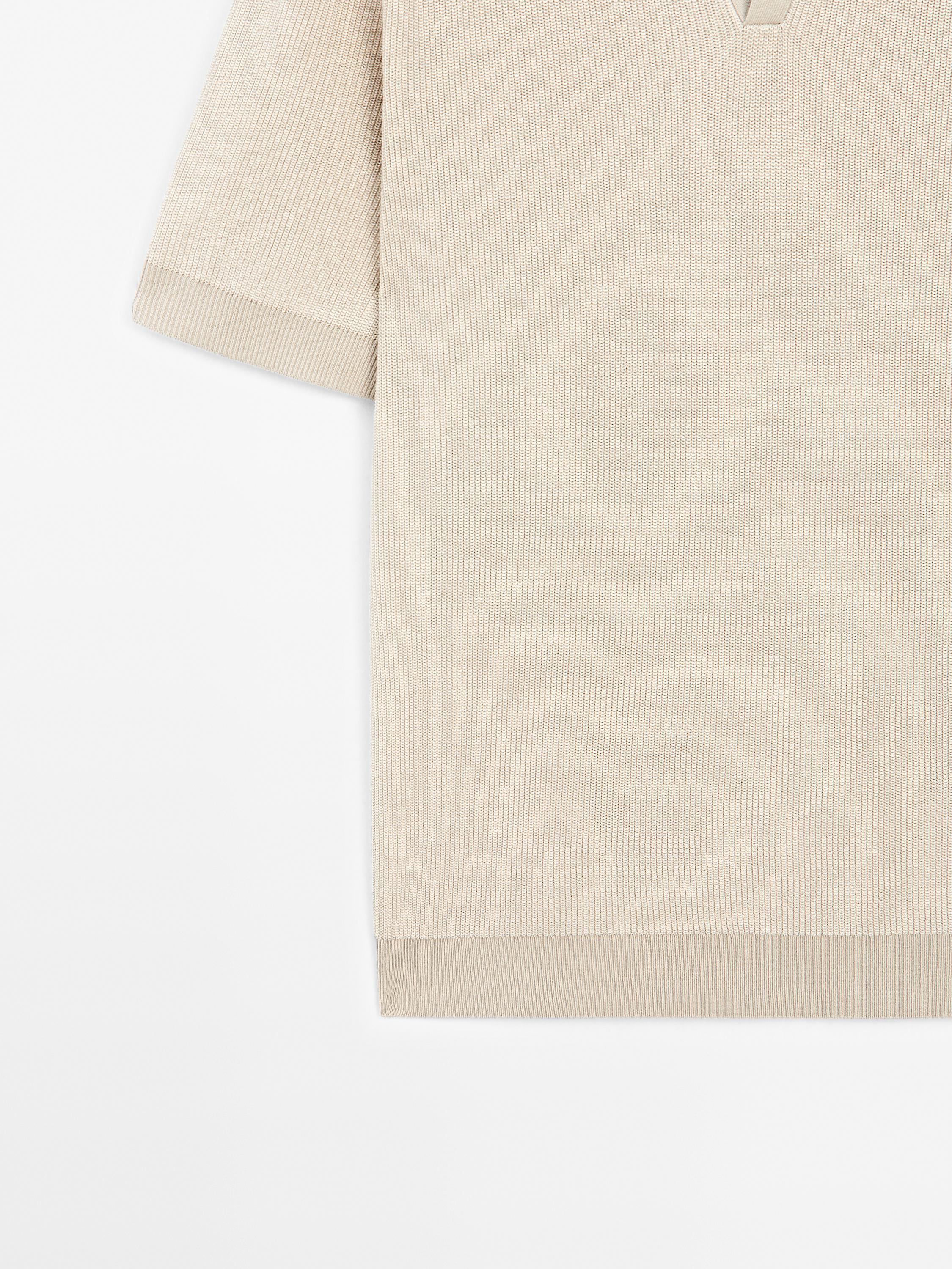 100% cotton contrast polo sweater