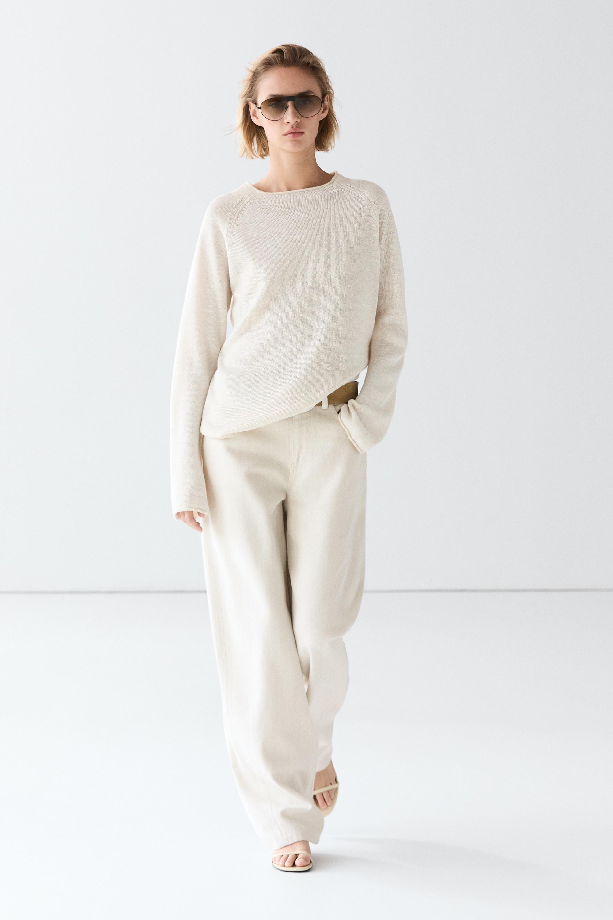 High-waist wide-leg jeans — Off white