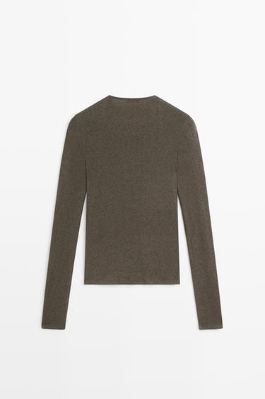 Long sleeve cotton blend henley — DARK KHAKI 6