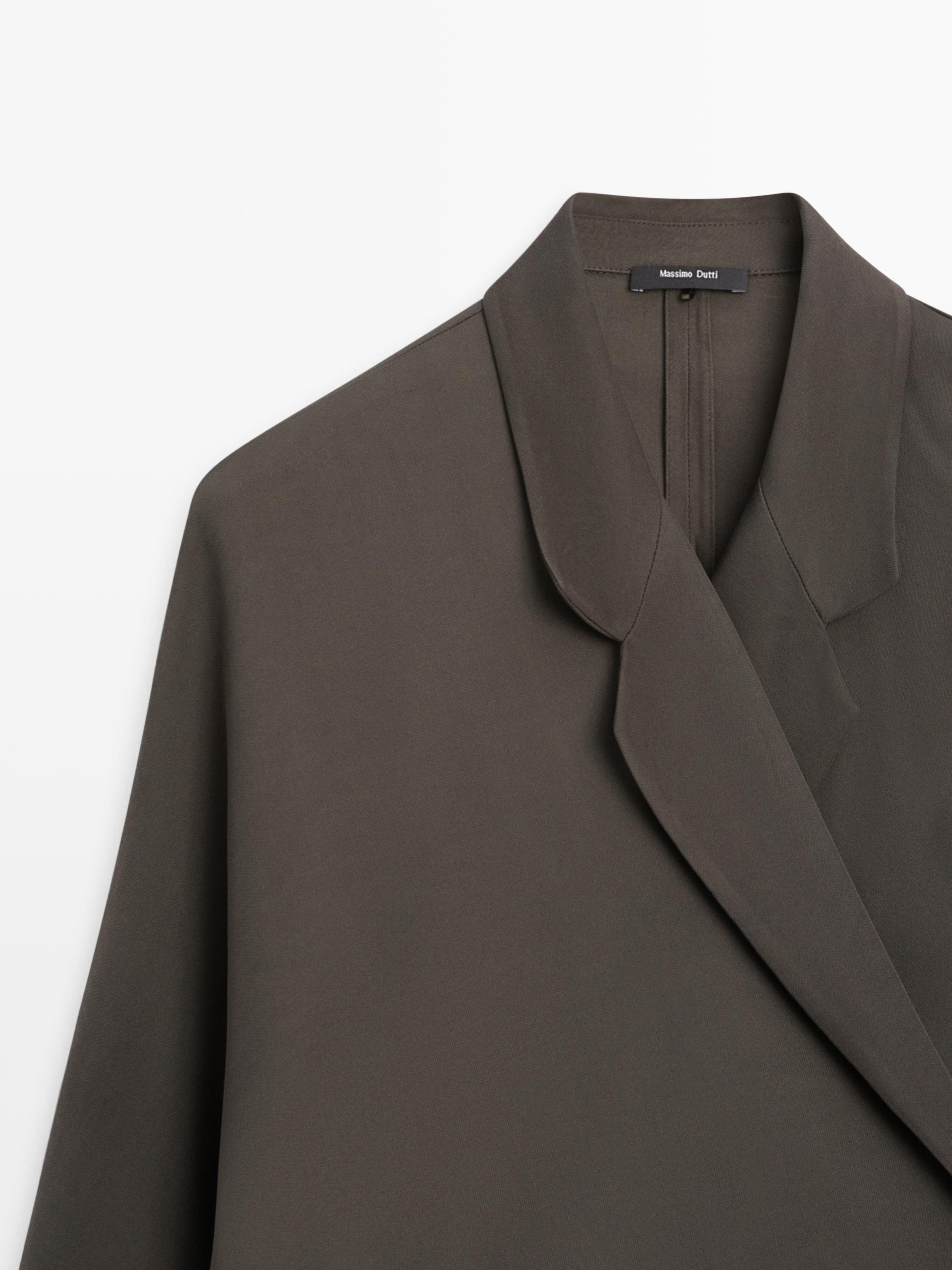 Flowing double-breasted overshirt — Greyish green