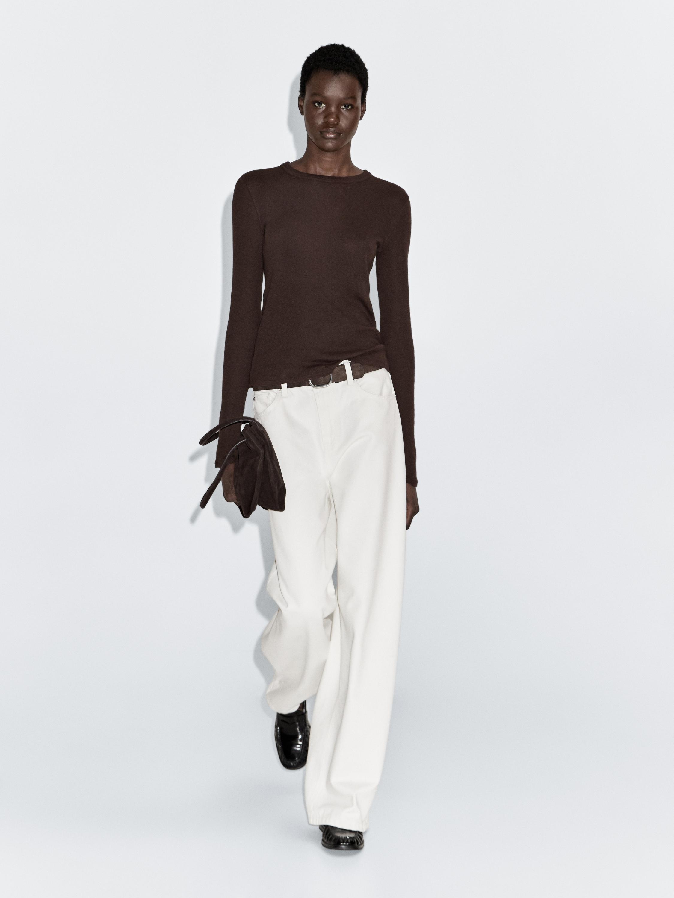 Tricou din amestec de bumbac cu mânecă lungă