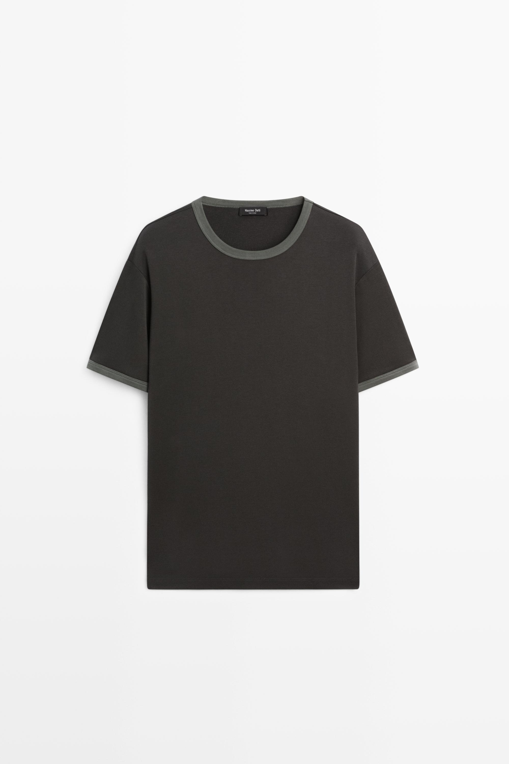 100% cotton contrast neck T-shirt — LEAD