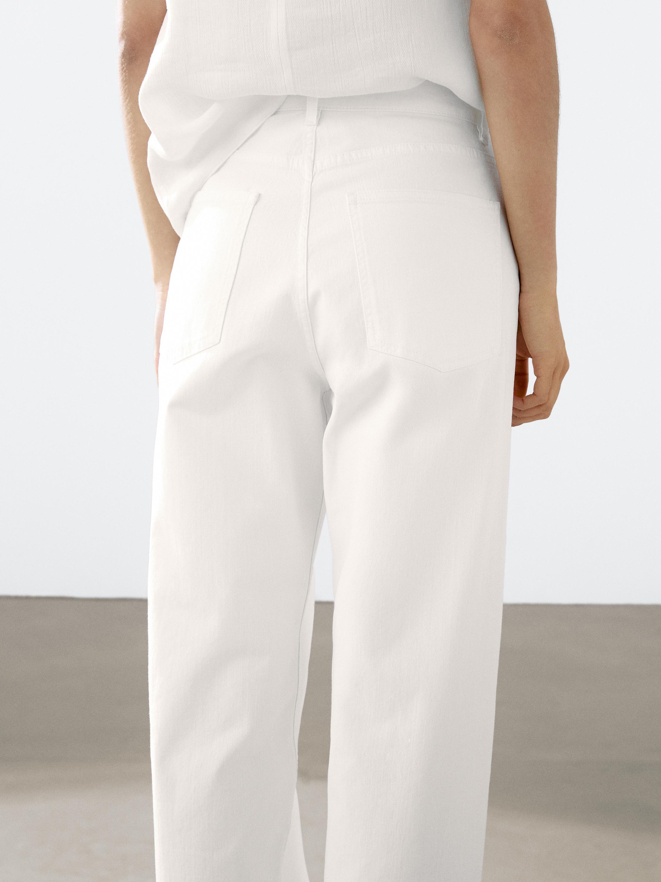 Wide straight fit denim trousers