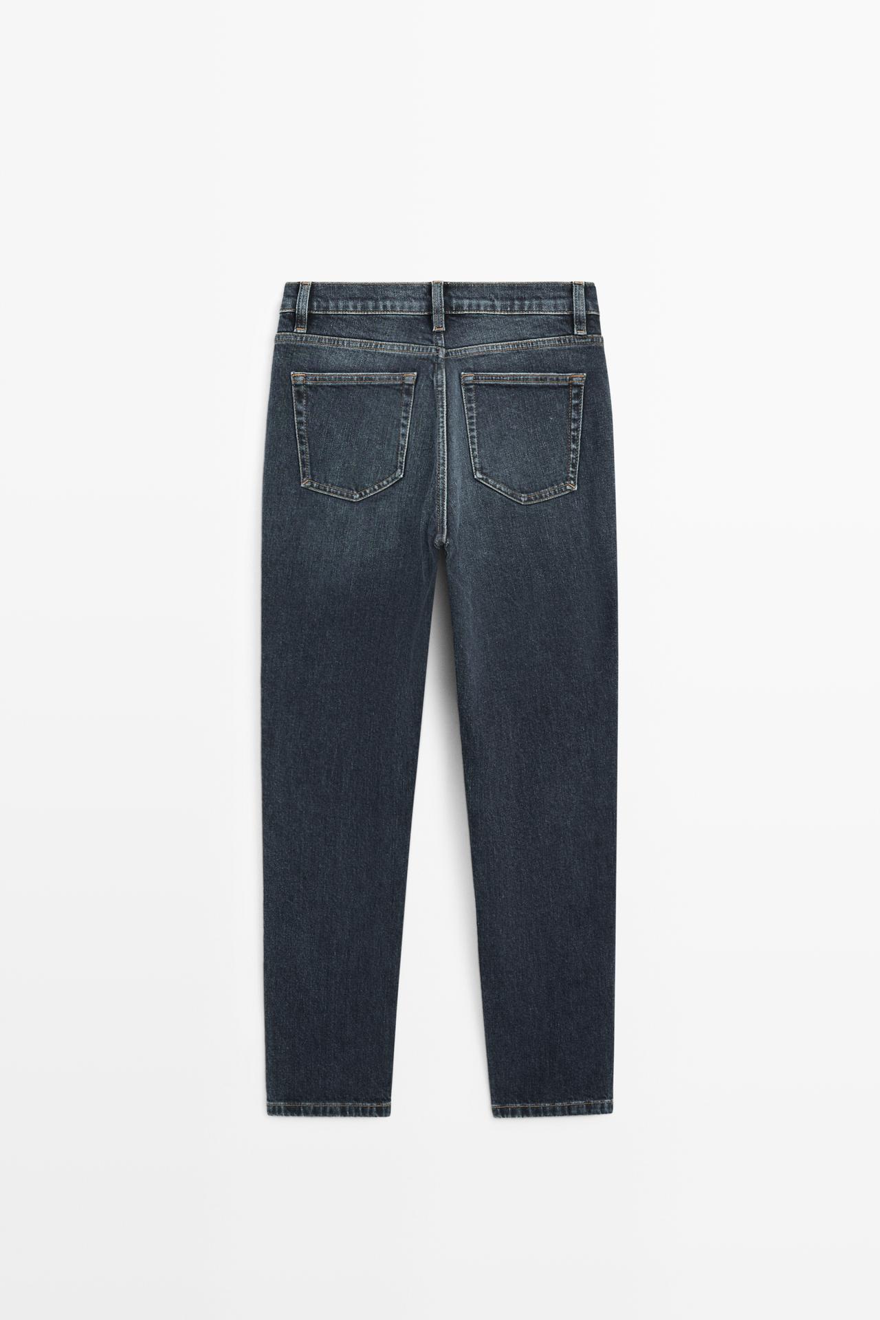Mid-waist slim fit cropped jeans — MEDIUM BLUE