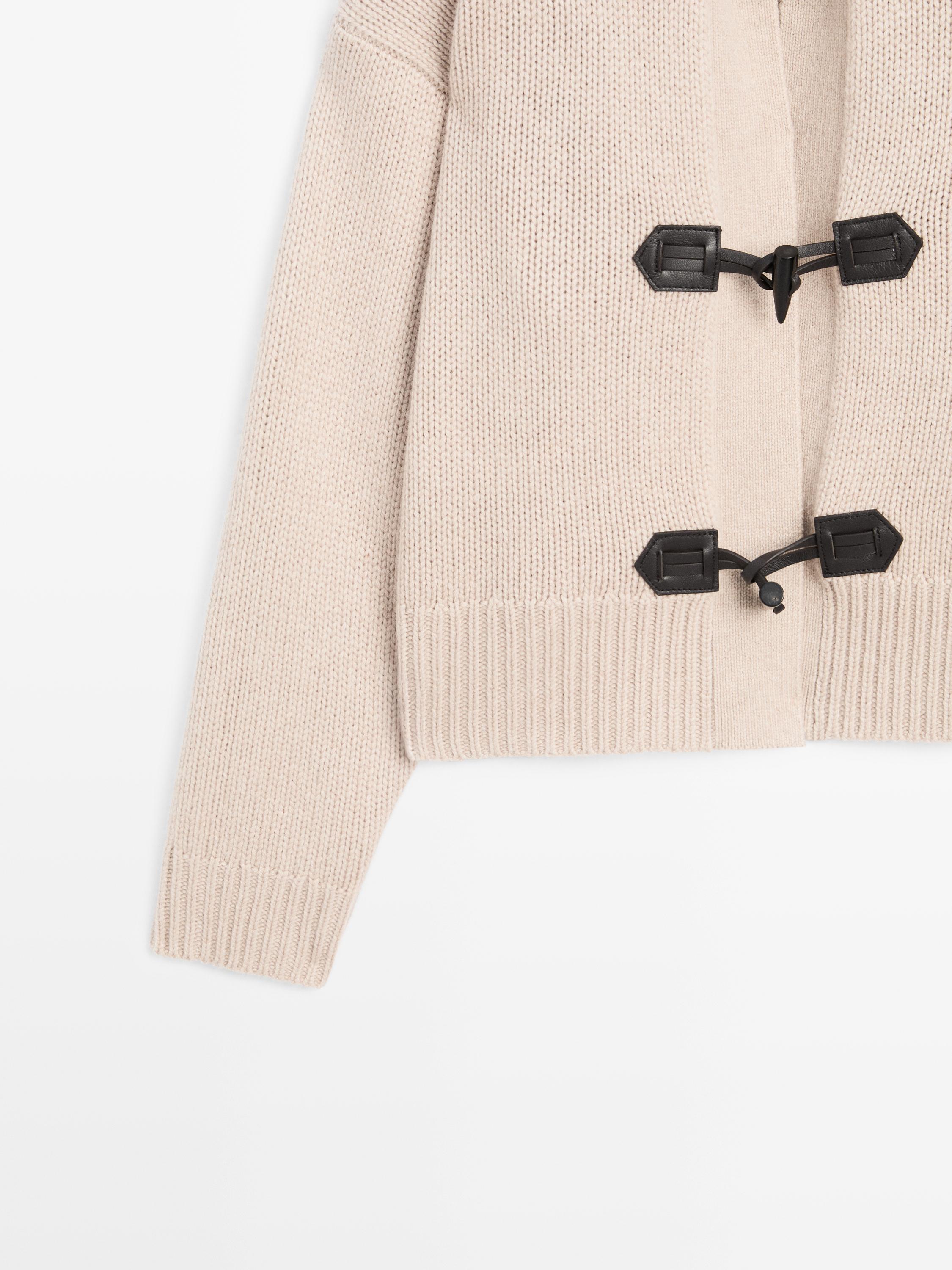Wool blend cardigan with horn button detail