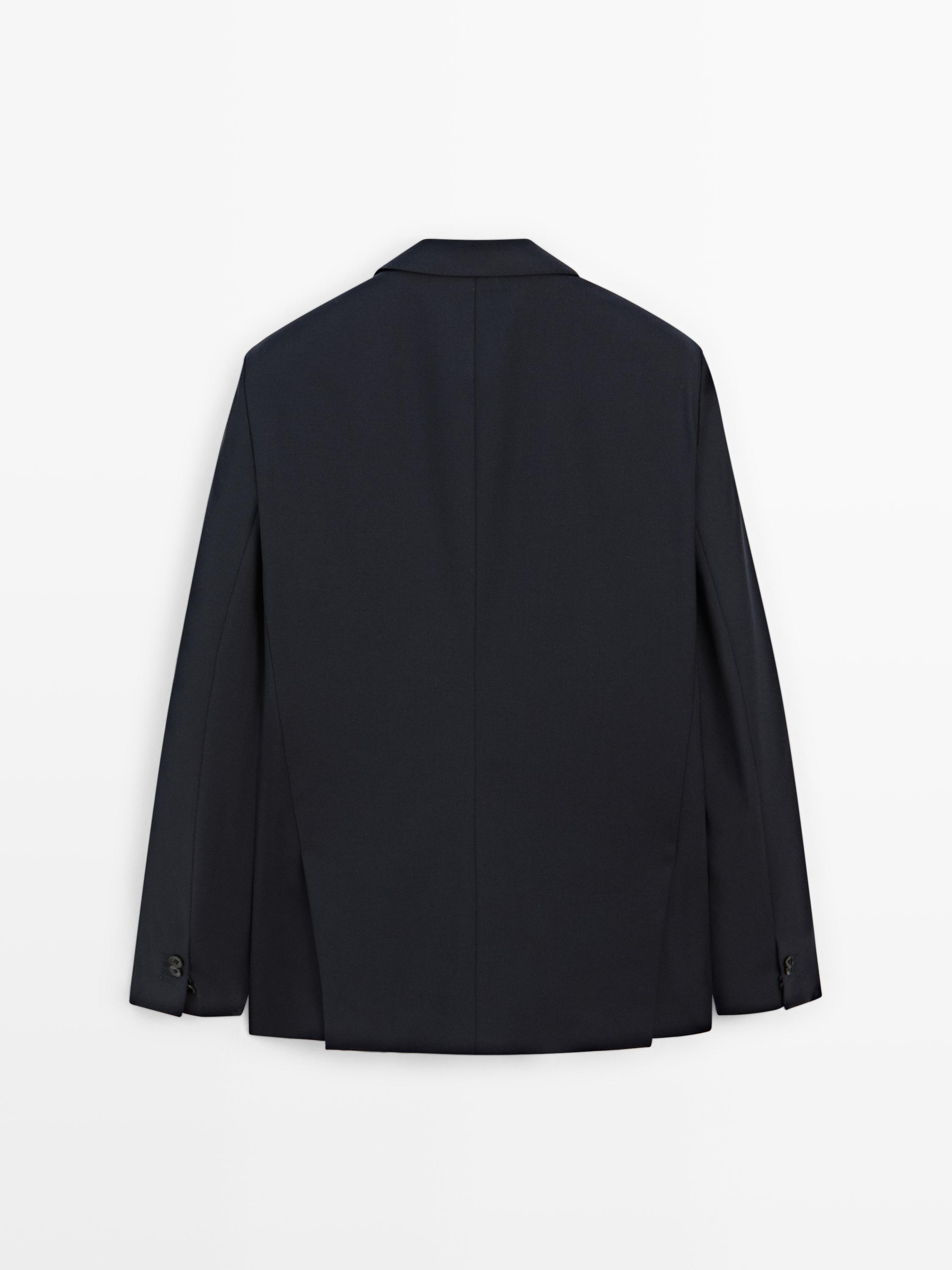 Cool wool blend suit blazer — NAVY BLUE