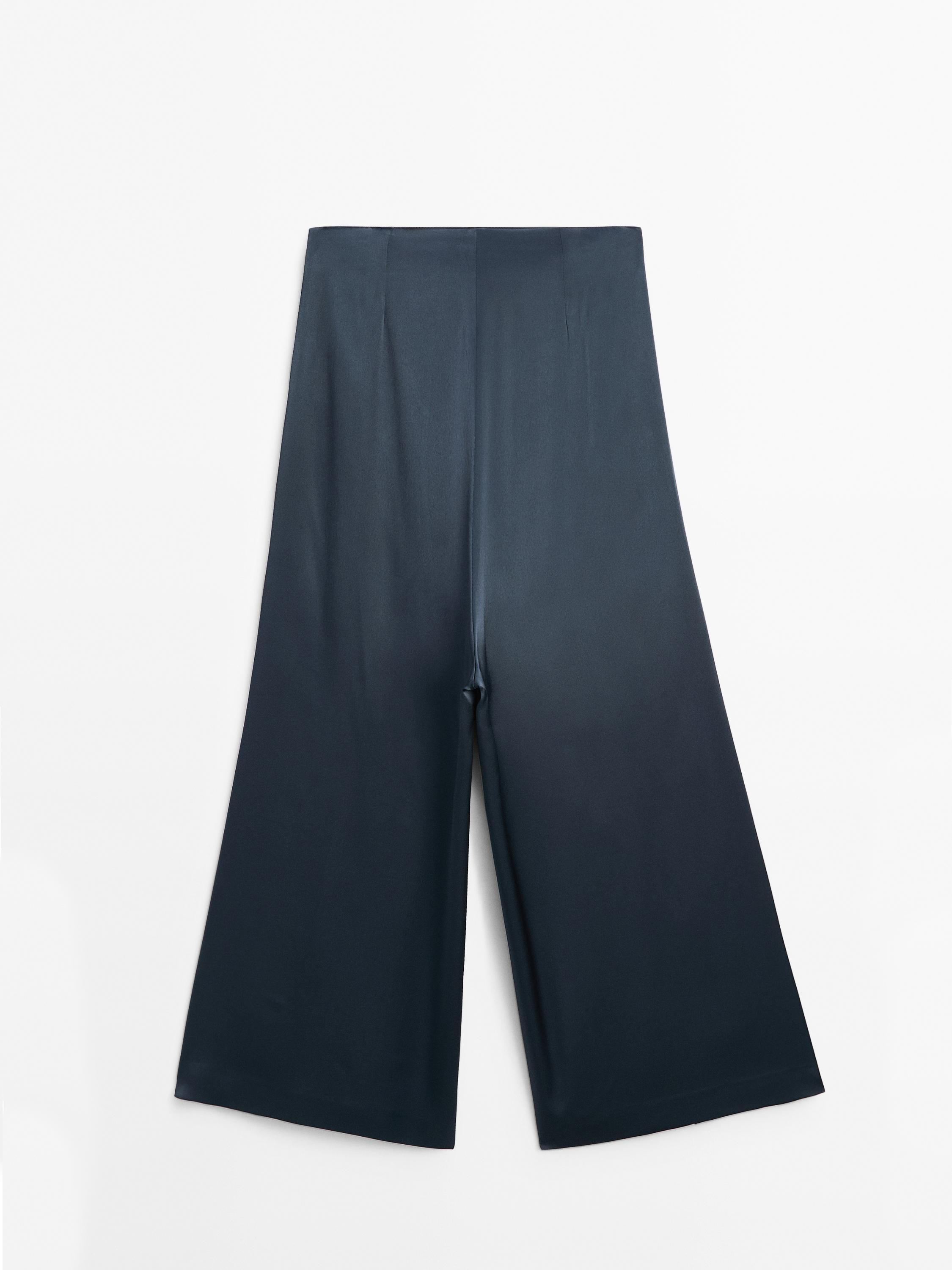 Pantalón ancho aberturas satinado