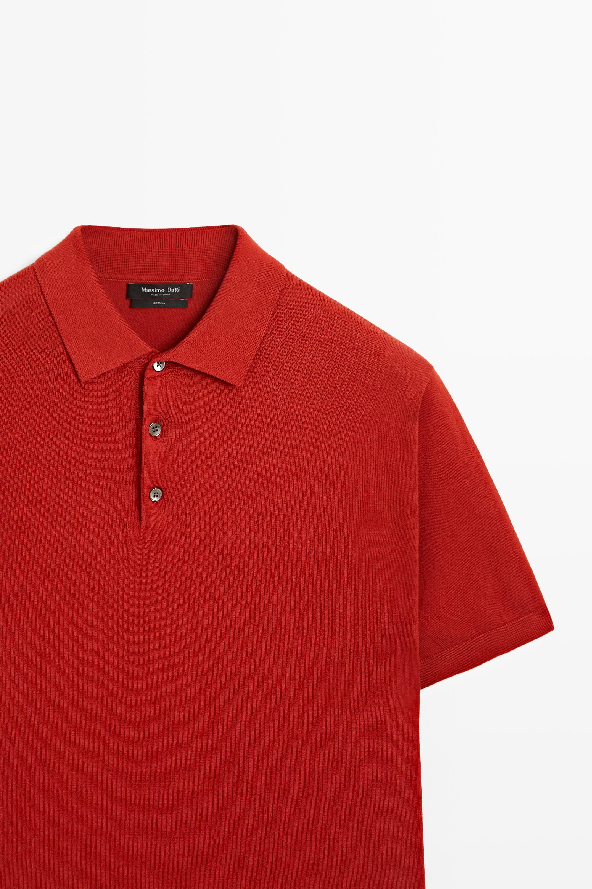 100% Cotton Knit Polo Shirt — RED