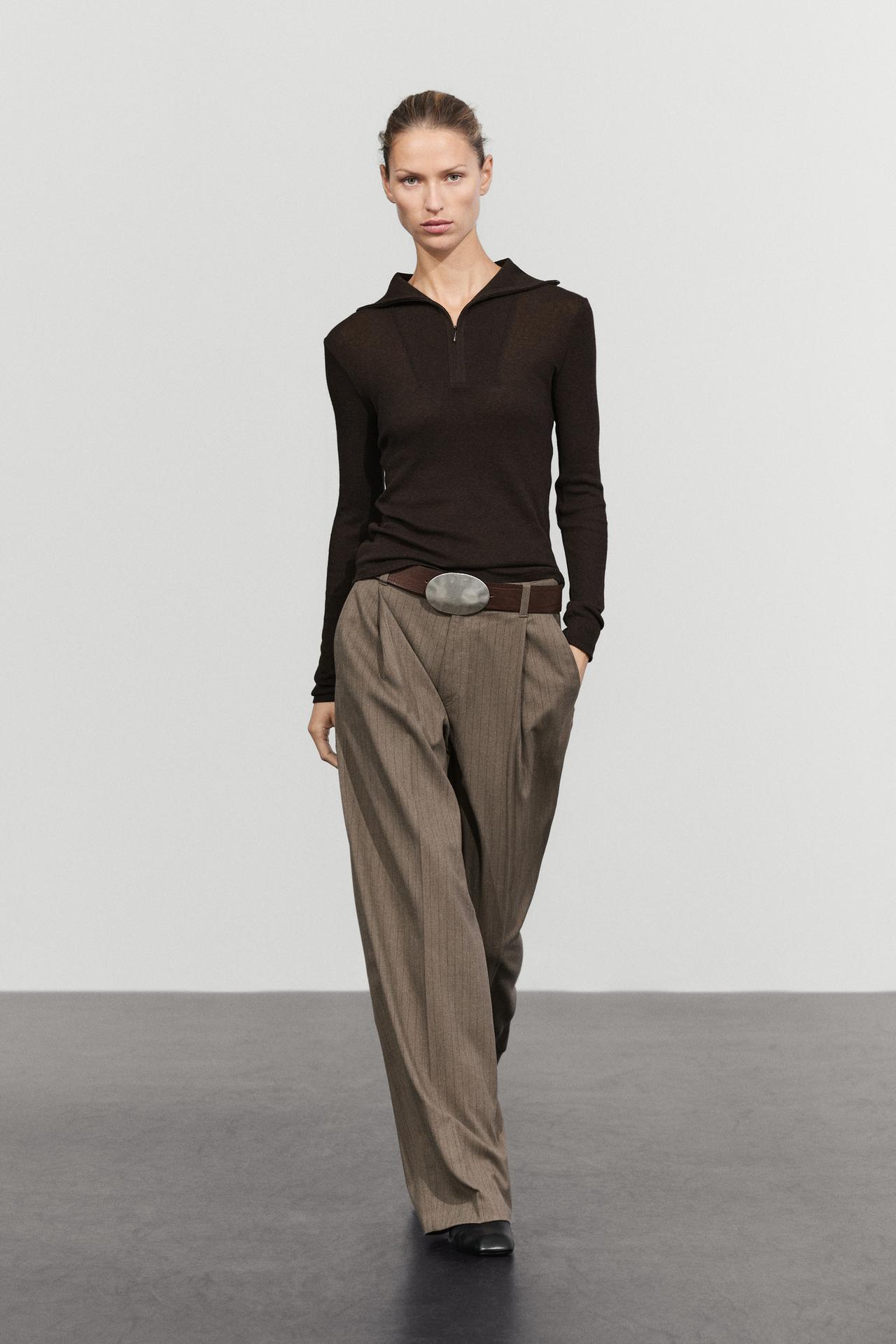 Pinstripe wide-leg pants — MOLE BROWN