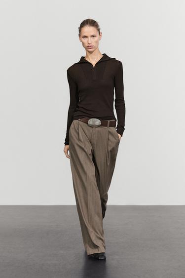 Pinstripe wide-leg pants — MOLE BROWN 1